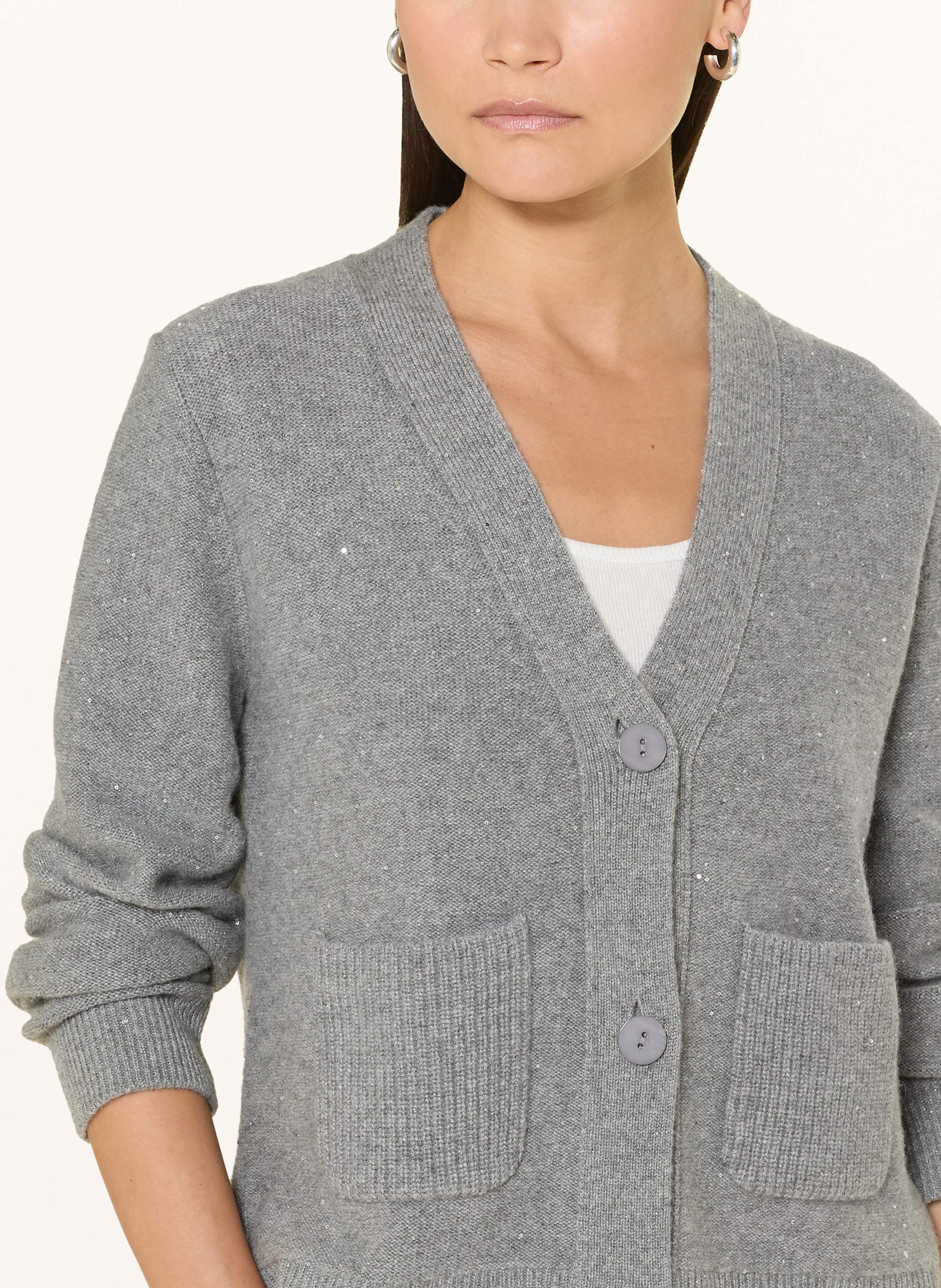 Thumbnail - (The Mercer) N.Y. Strickjacke Aus Cashmere Mit Pailletten grau