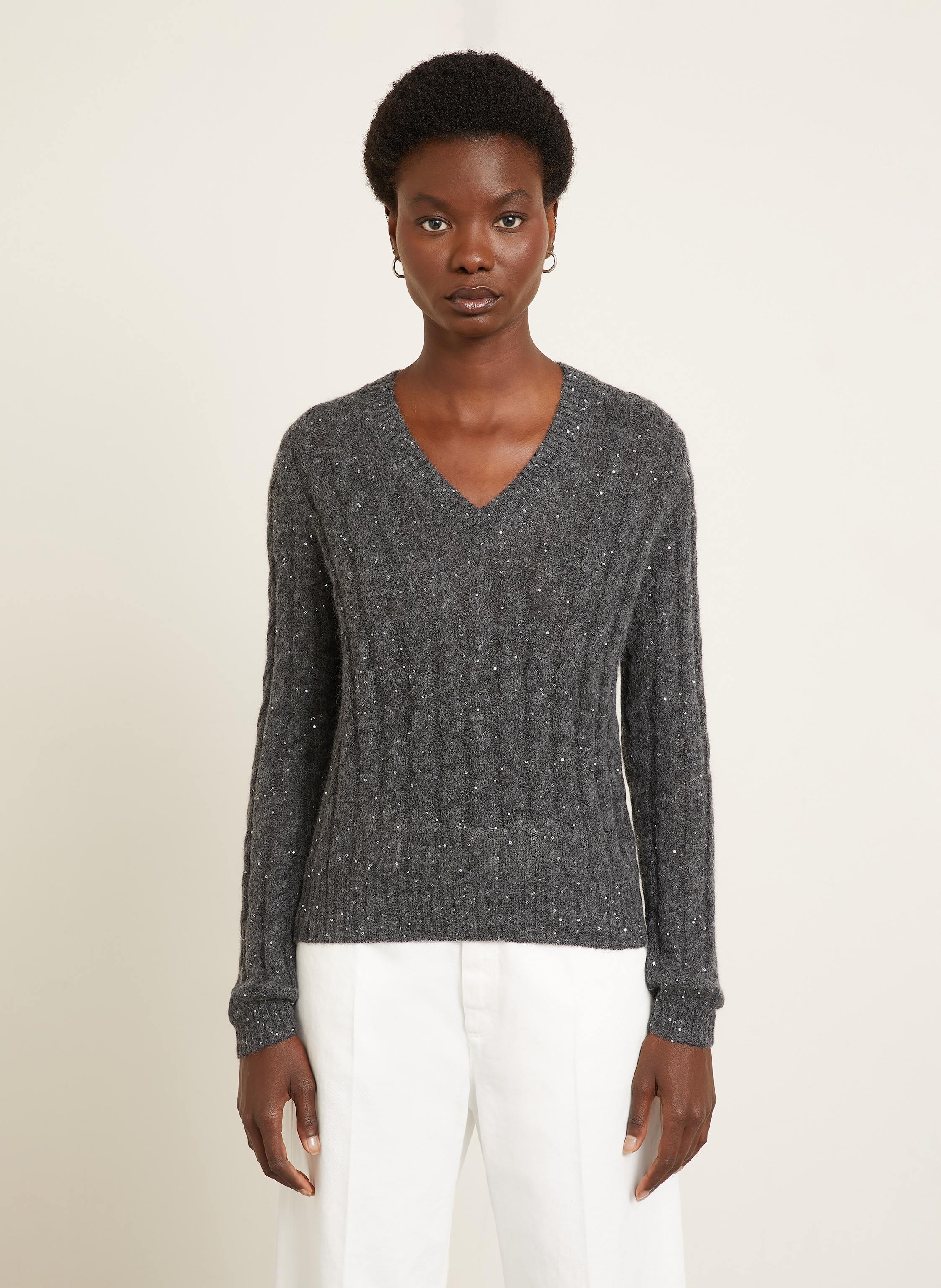 Thumbnail - Brunello Cucinelli Pullover Mit Mohair Und Pailletten grau