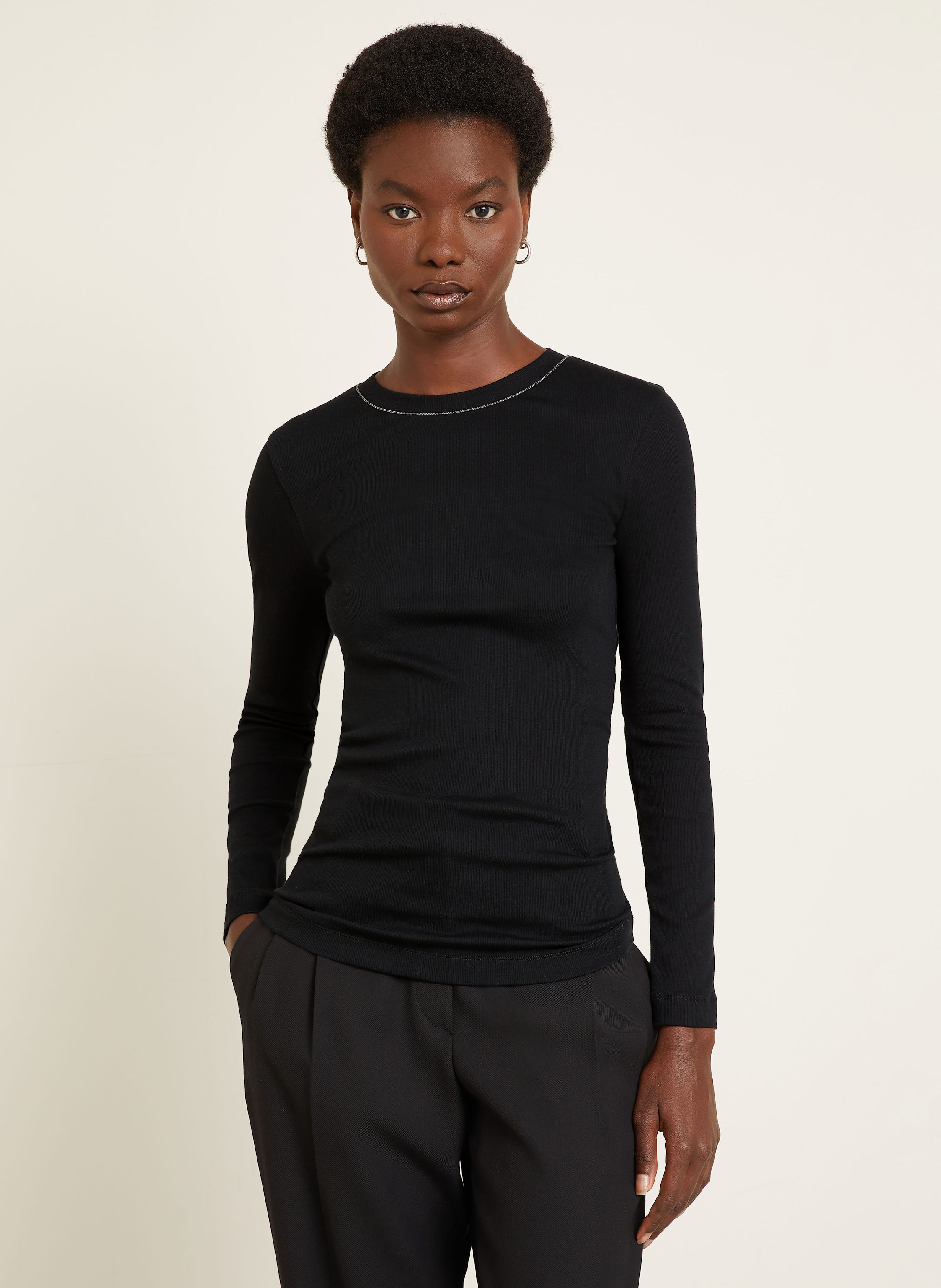 Thumbnail - Brunello Cucinelli Longsleeve Mit Schmuckperlen schwarz