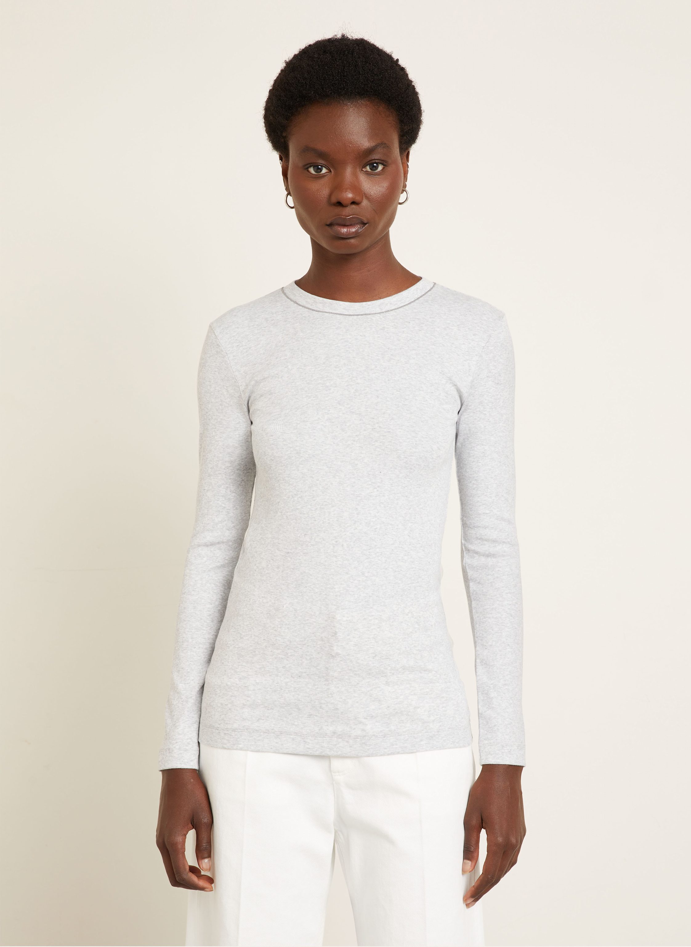 Thumbnail - Brunello Cucinelli Longsleeve Mit Schmuckperlen grau