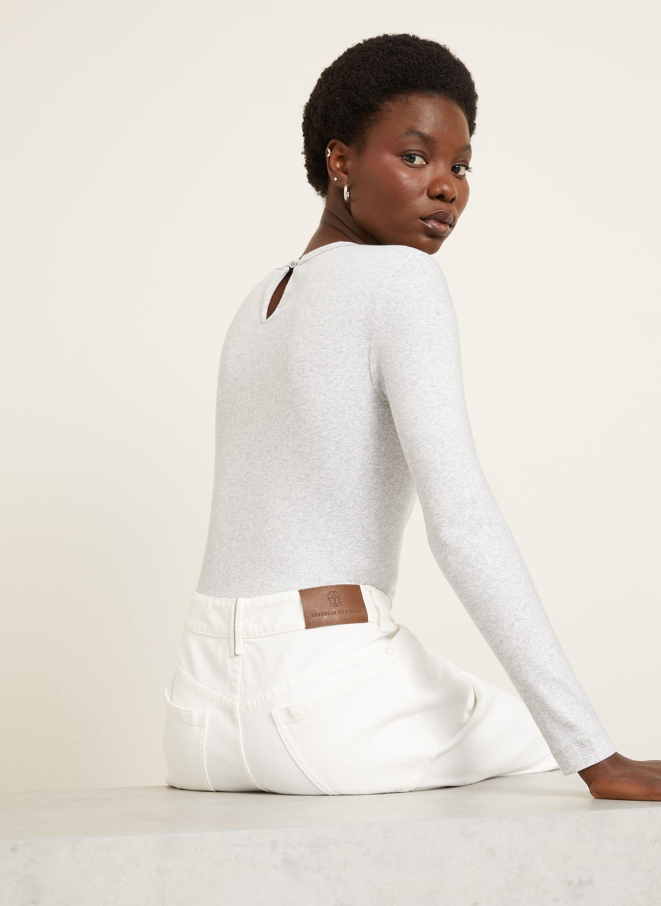 Thumbnail - Brunello Cucinelli Longsleeve Mit Schmuckperlen grau
