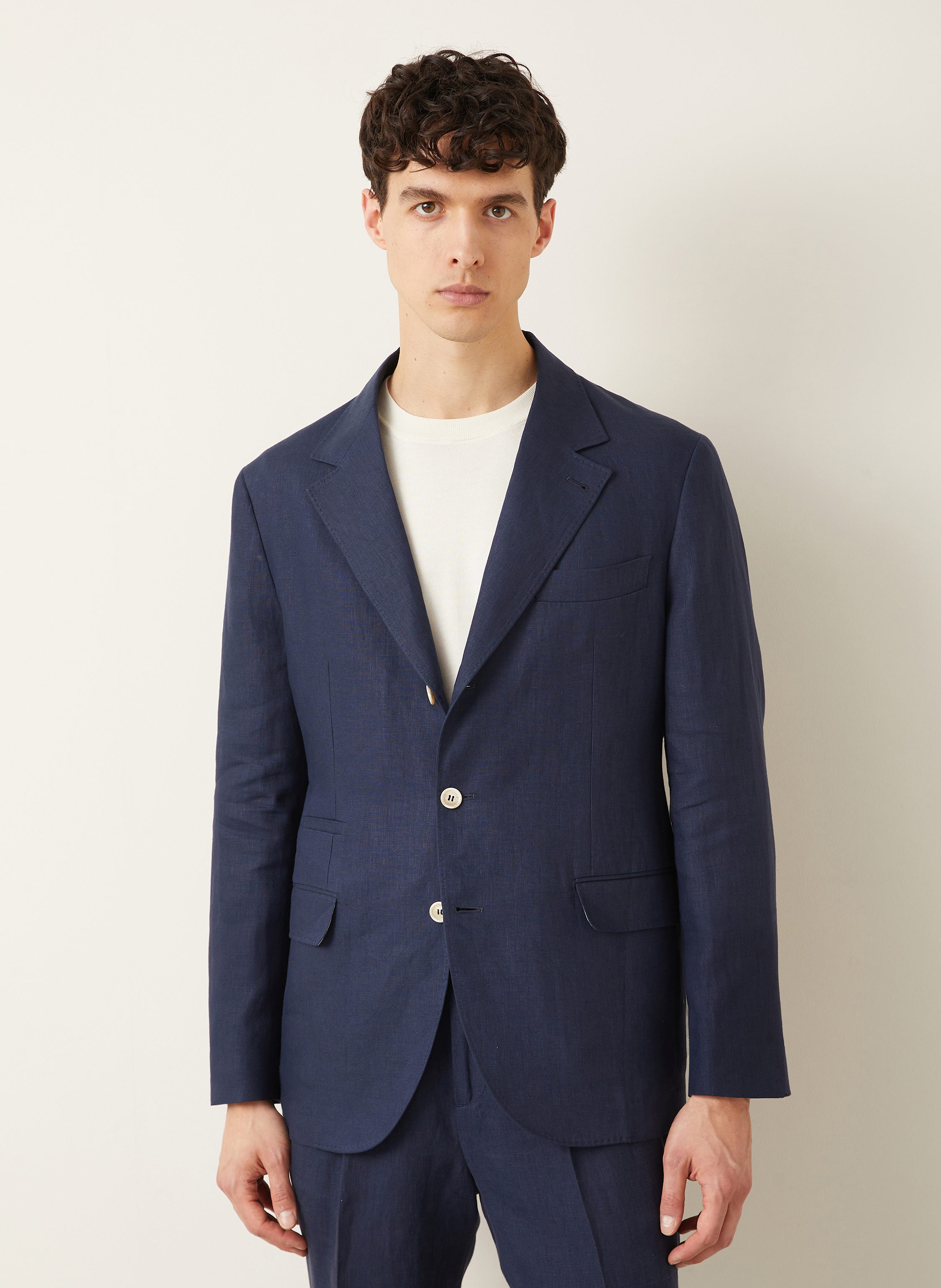 Thumbnail - Brunello Cucinelli Leinen-Sakko Leisure Fit blau