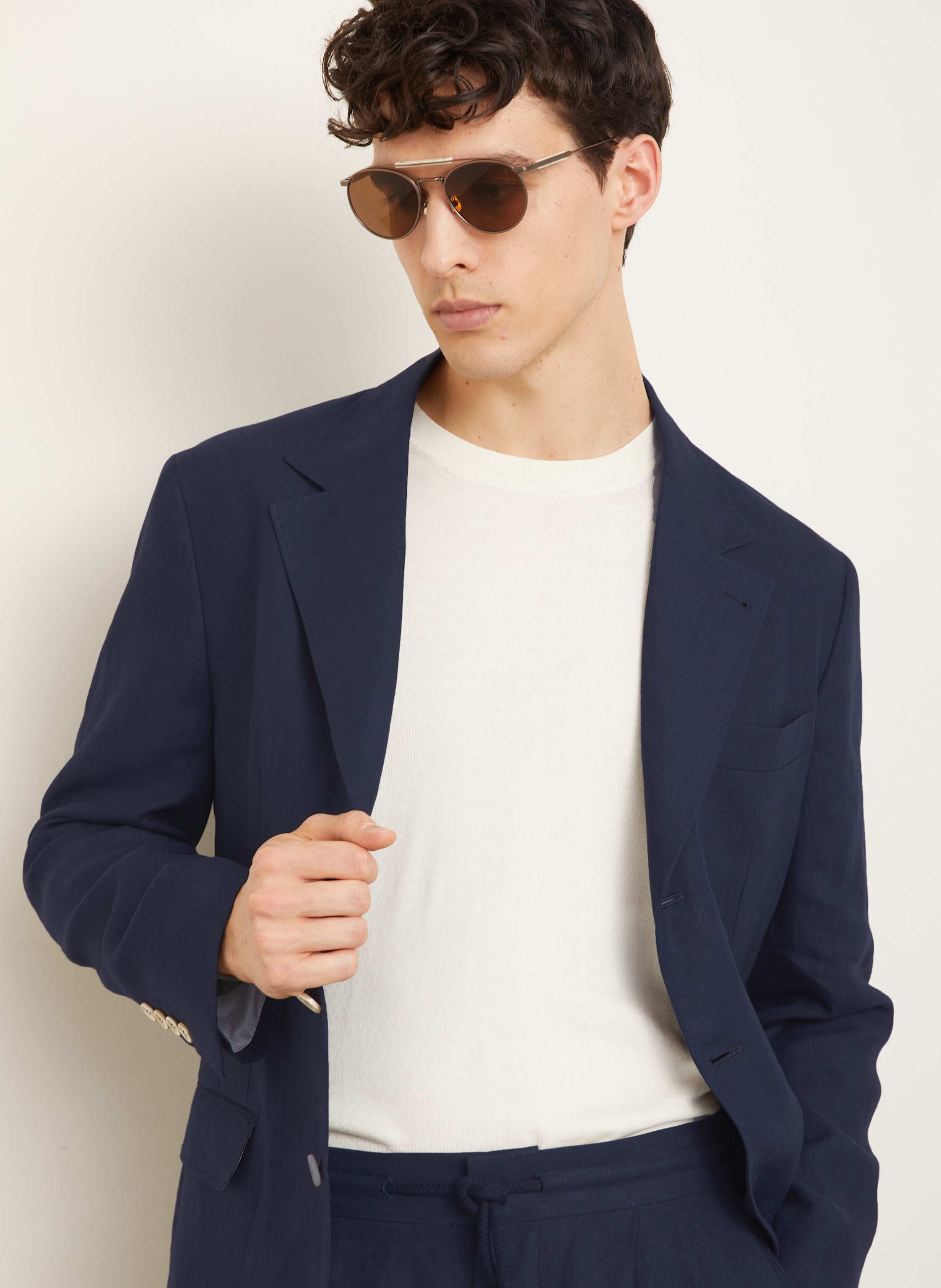 Thumbnail - Brunello Cucinelli Leinen-Sakko Leisure Fit blau