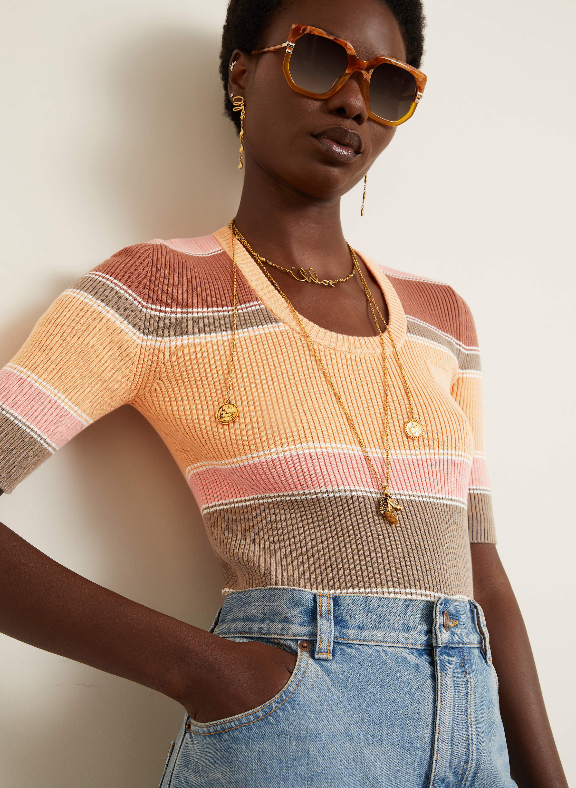 Thumbnail - Chloé Strickshirt orange