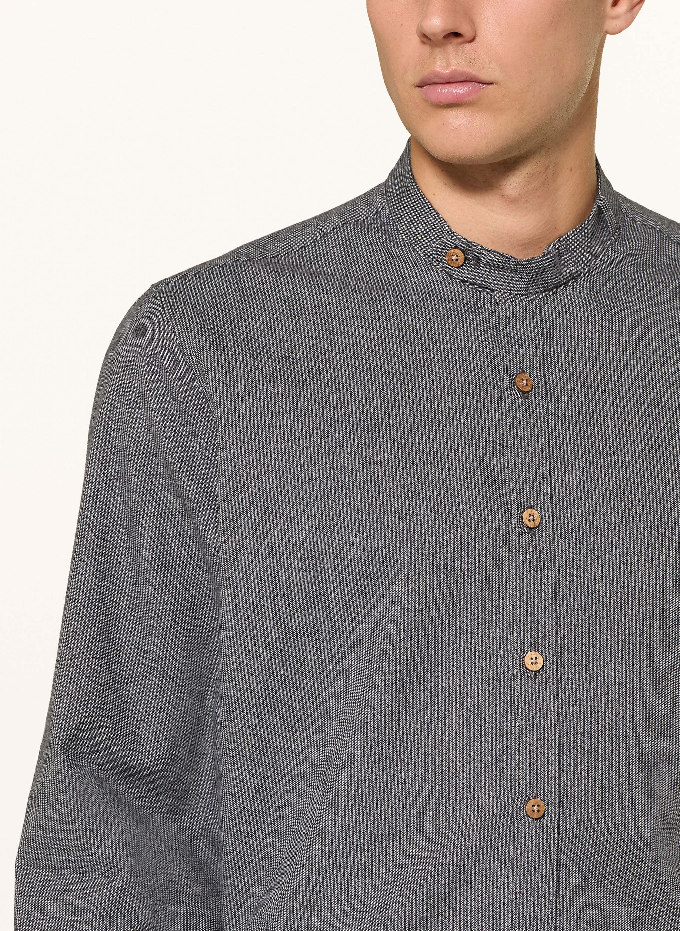 Thumbnail - Johann & Johanna Trachtenhemd Comfort Fit Aus Flanell Mit Stehkragen schwarz