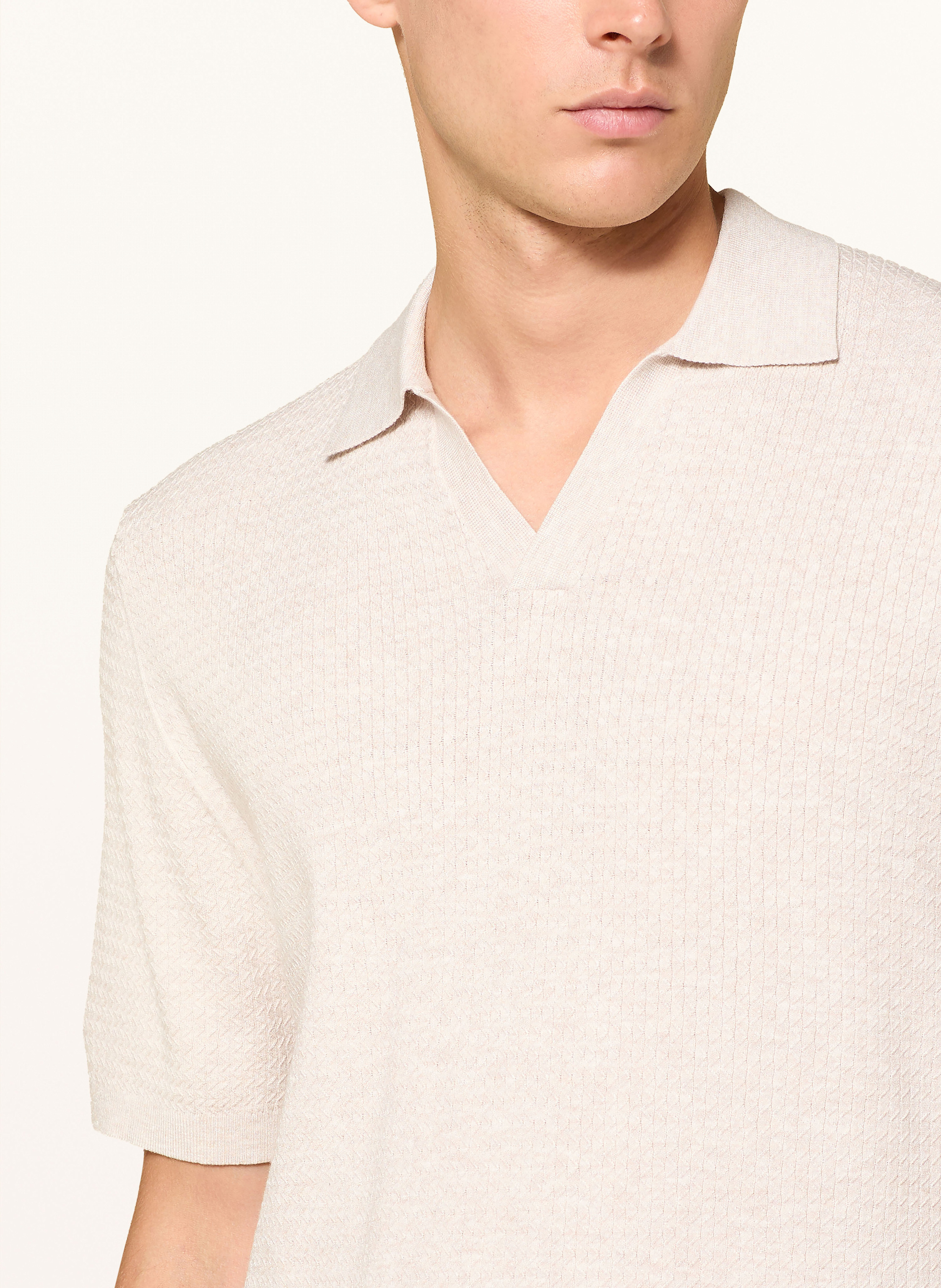 Thumbnail - Reiss Strick-Poloshirt Tyne Relaxed Fit beige