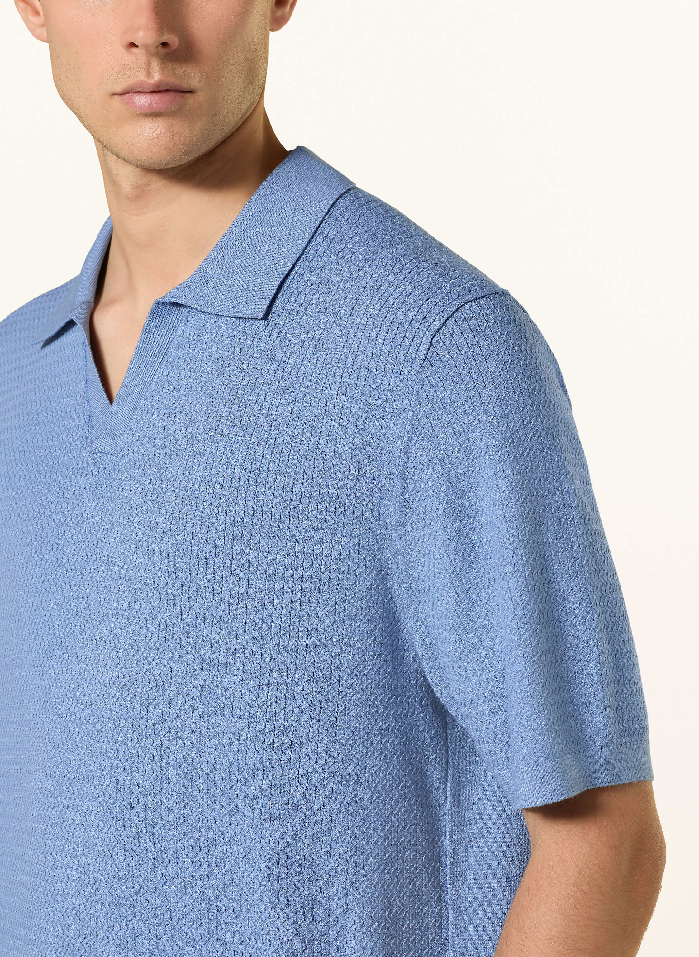 Thumbnail - Reiss Strick-Poloshirt Tyne Relaxed Fit blau