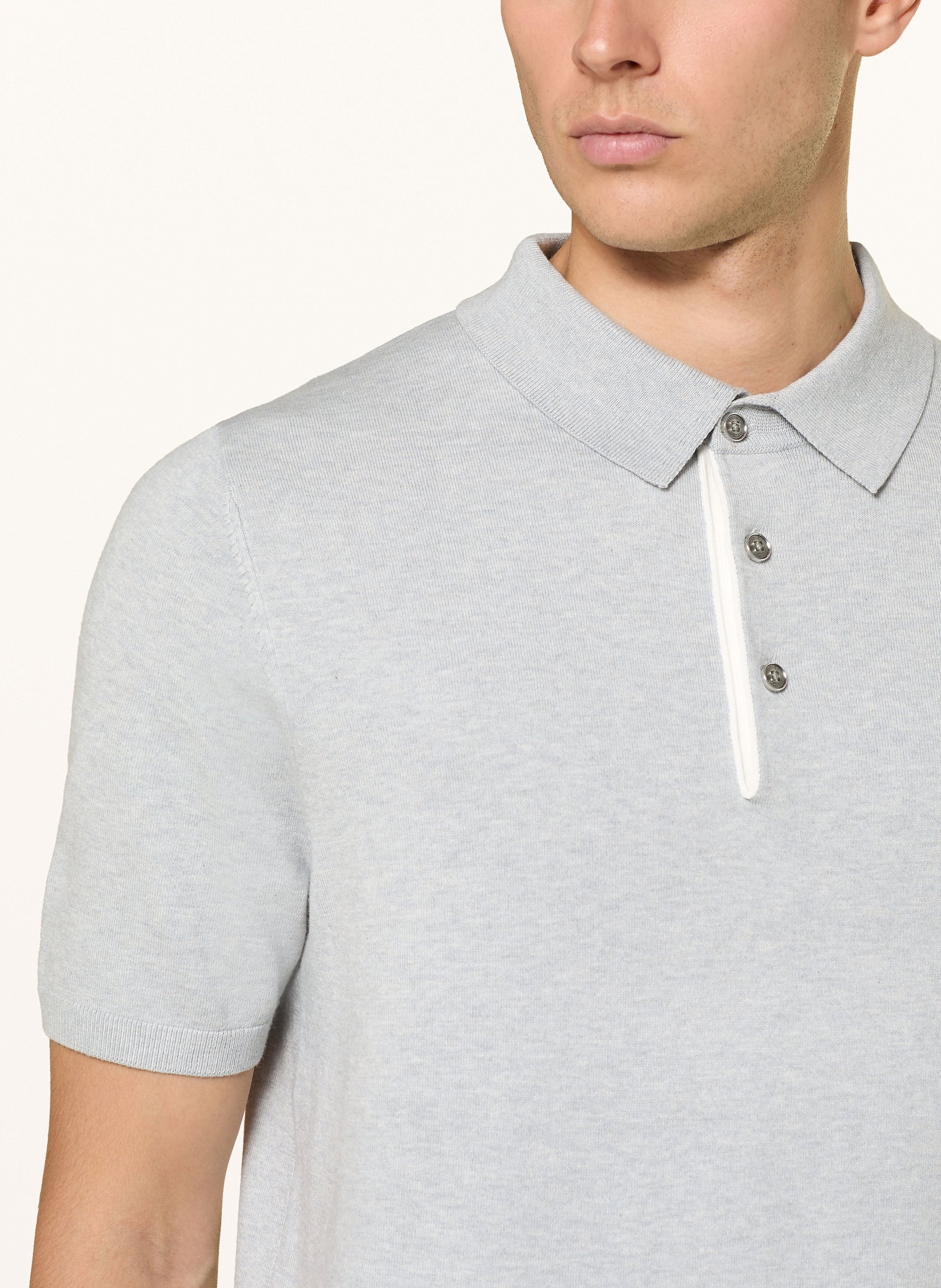Thumbnail - Reiss Strick-Poloshirt Finch Regular Fit grau