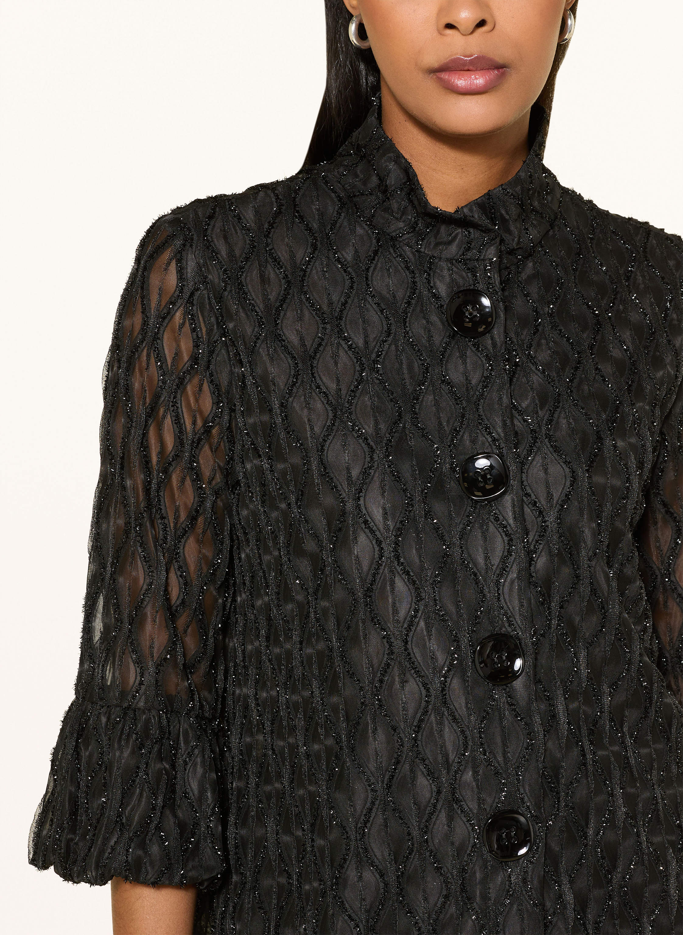 Thumbnail - Joseph Ribkoff Mesh-Jacke Mit Schmucksteinen Und 3/4-Arm schwarz