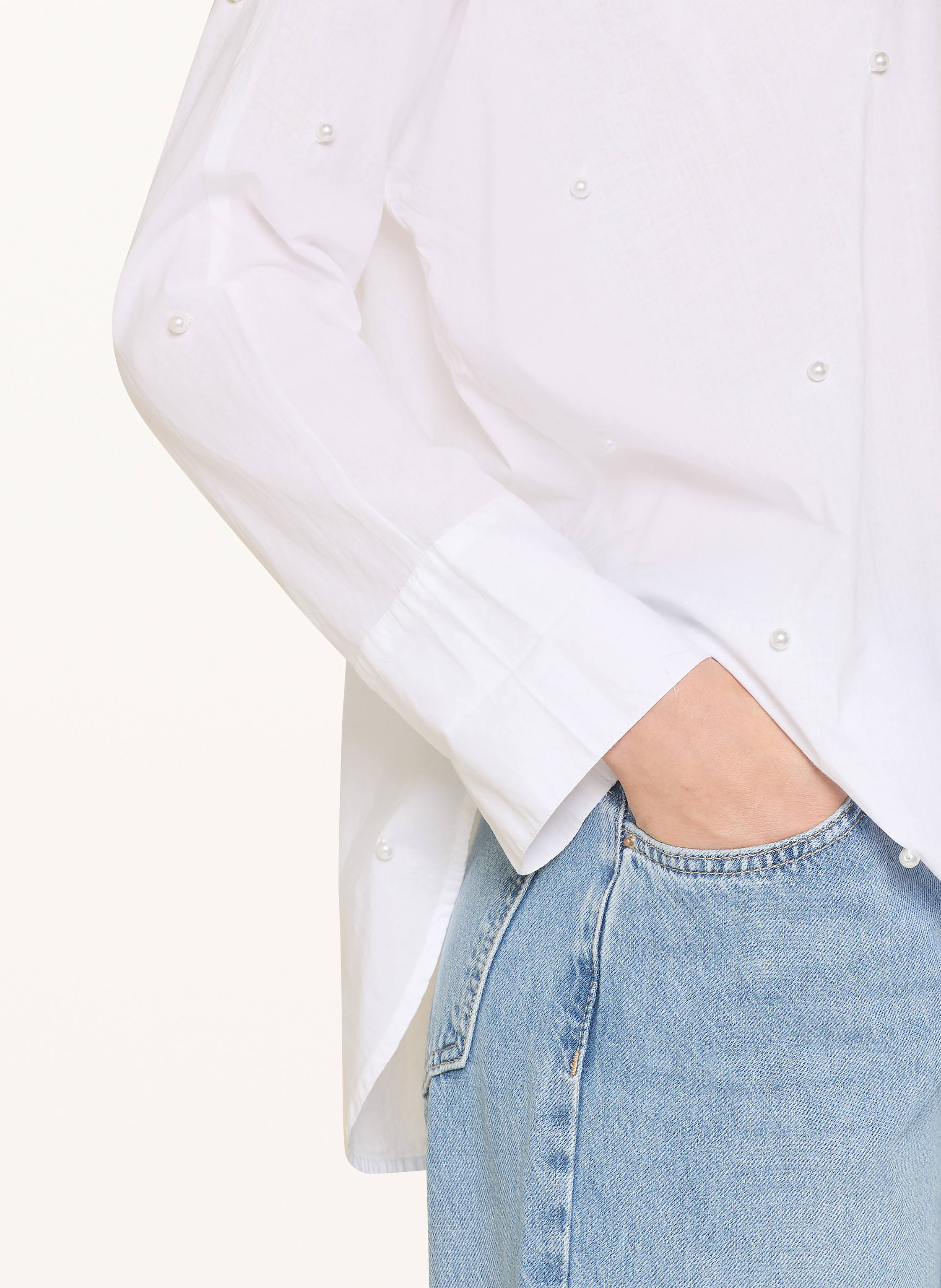 Thumbnail - Only Hemdbluse Mit Schmuckperlen weiss