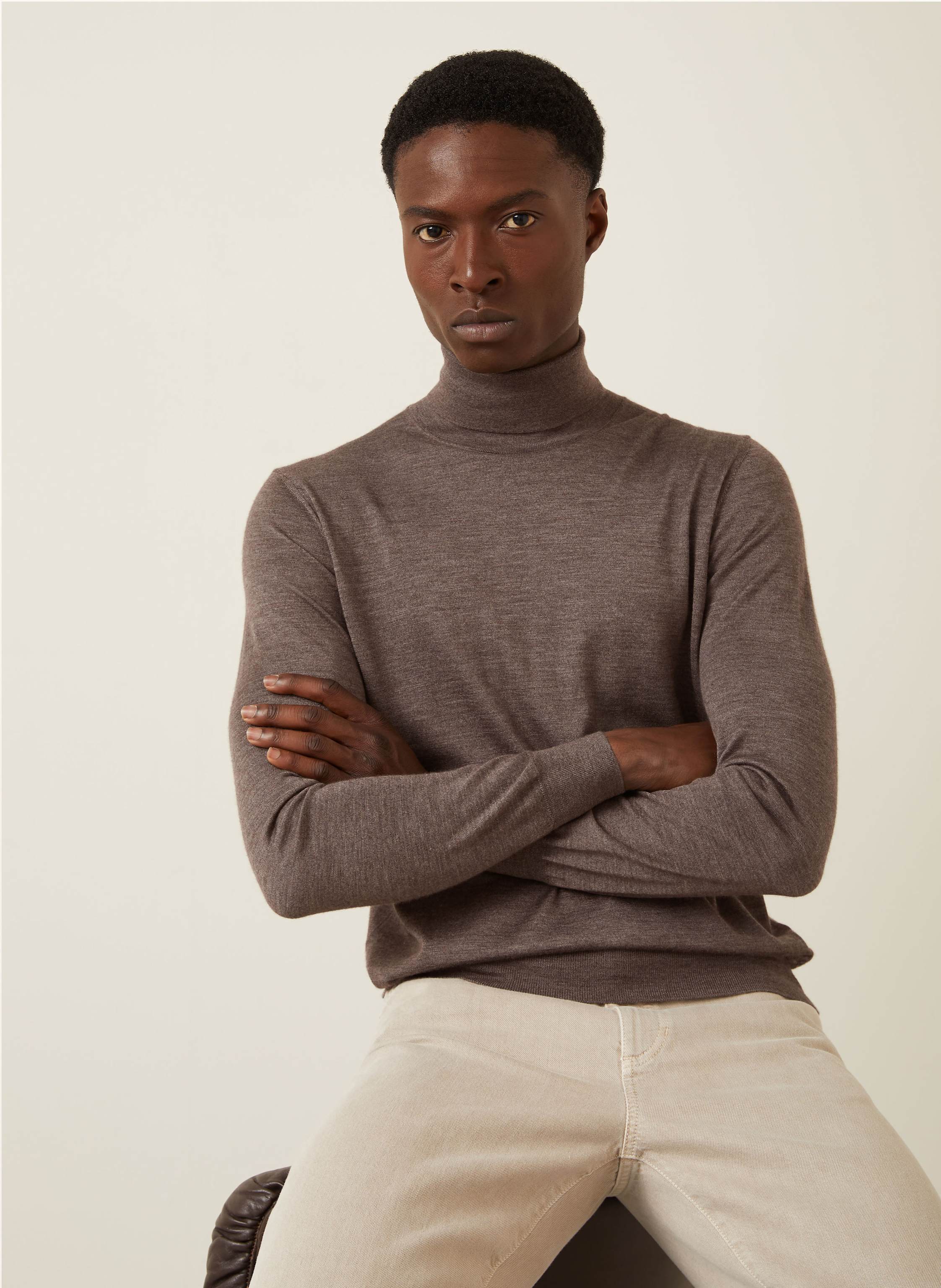 Thumbnail - Fioroni Rollkragenpullover Aus Cashmere Mit Seide braun