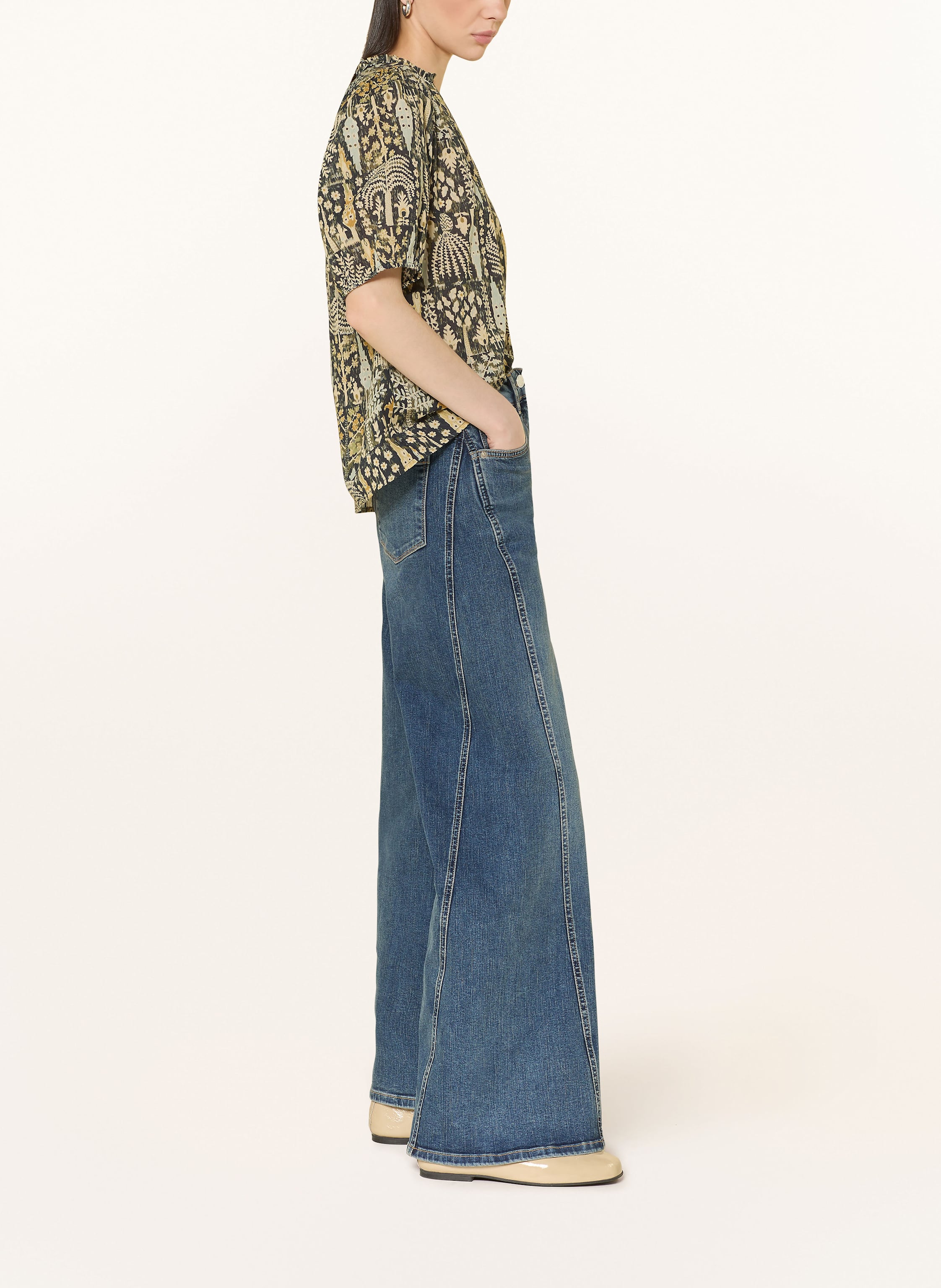 Thumbnail - Reiss Wide Leg Jeans Fern blau
