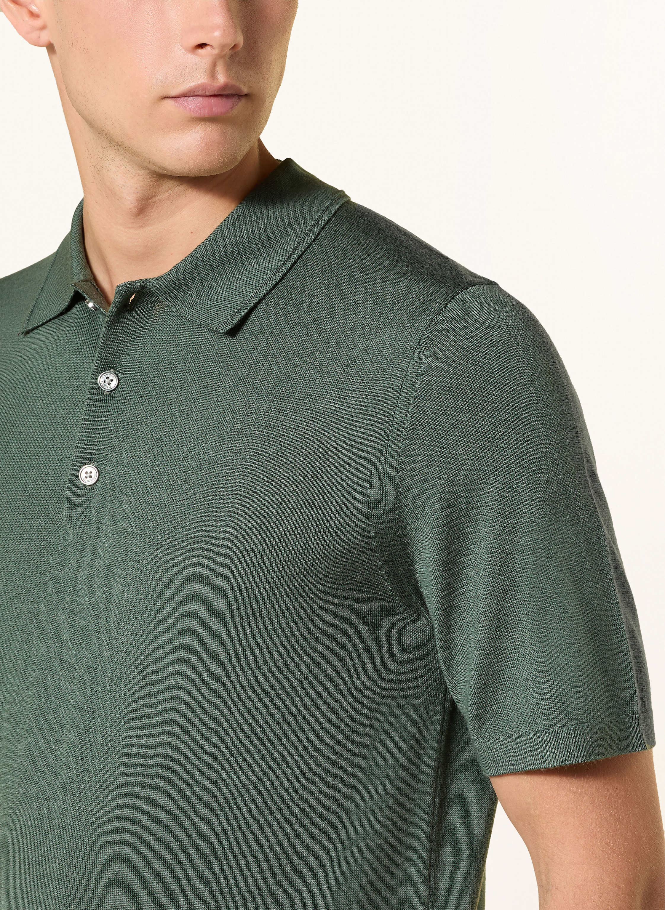 Thumbnail - Reiss Strick-Poloshirt Manor Aus Merinowolle gruen