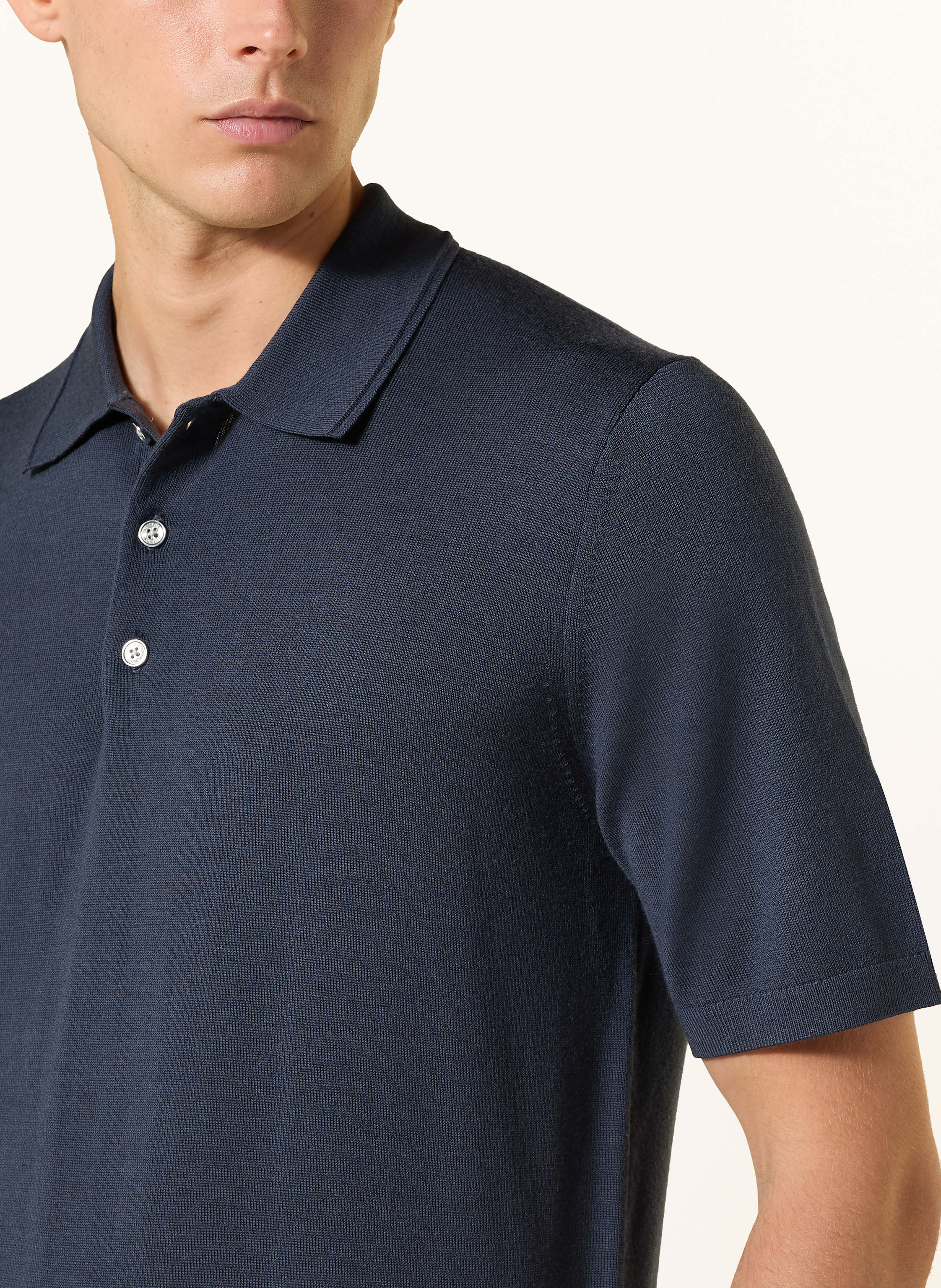 Thumbnail - Reiss Strick-Poloshirt Manor Aus Merinowolle blau