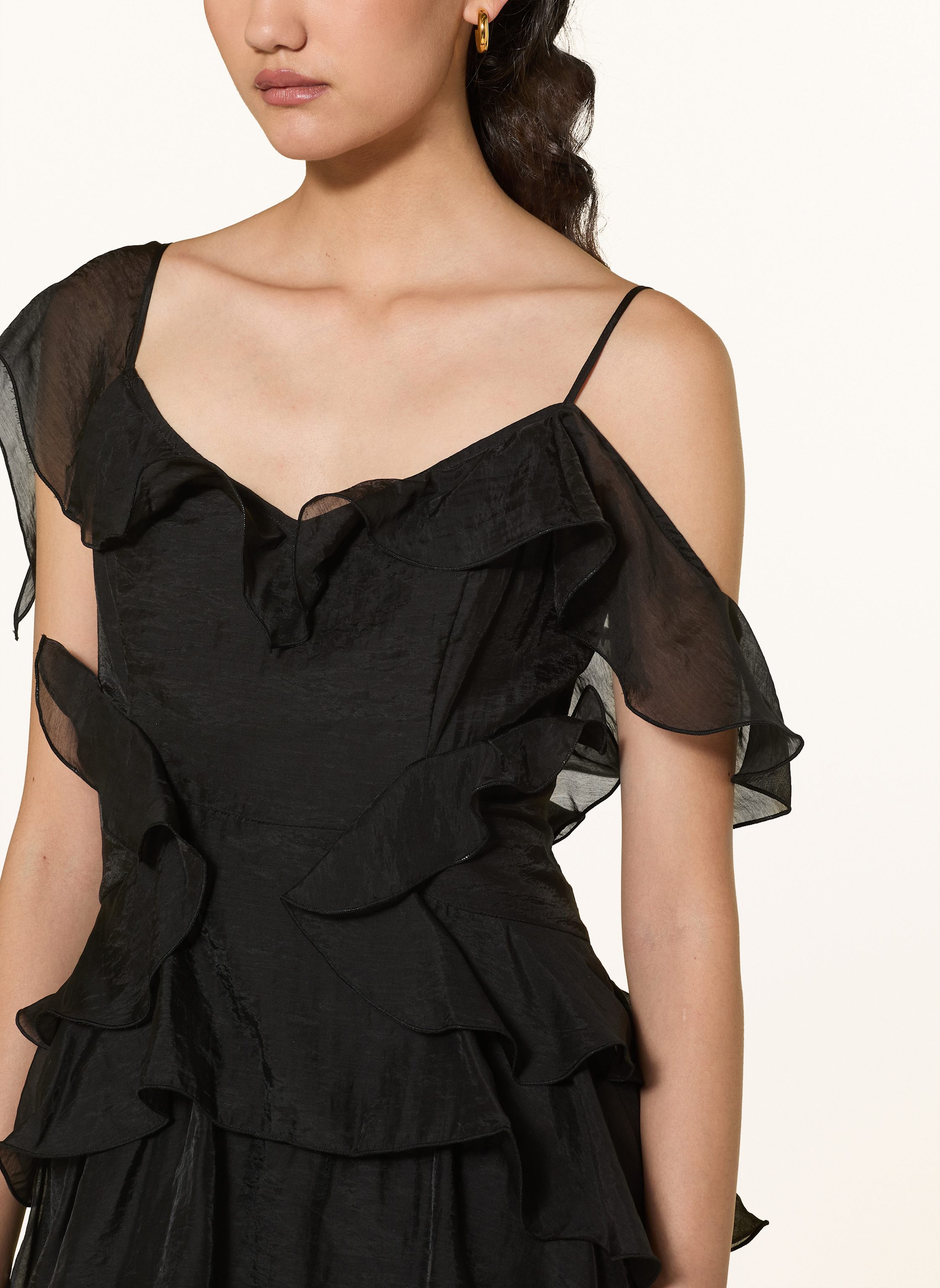 Thumbnail - Allsaints Kleid Sienna Mit Volants schwarz