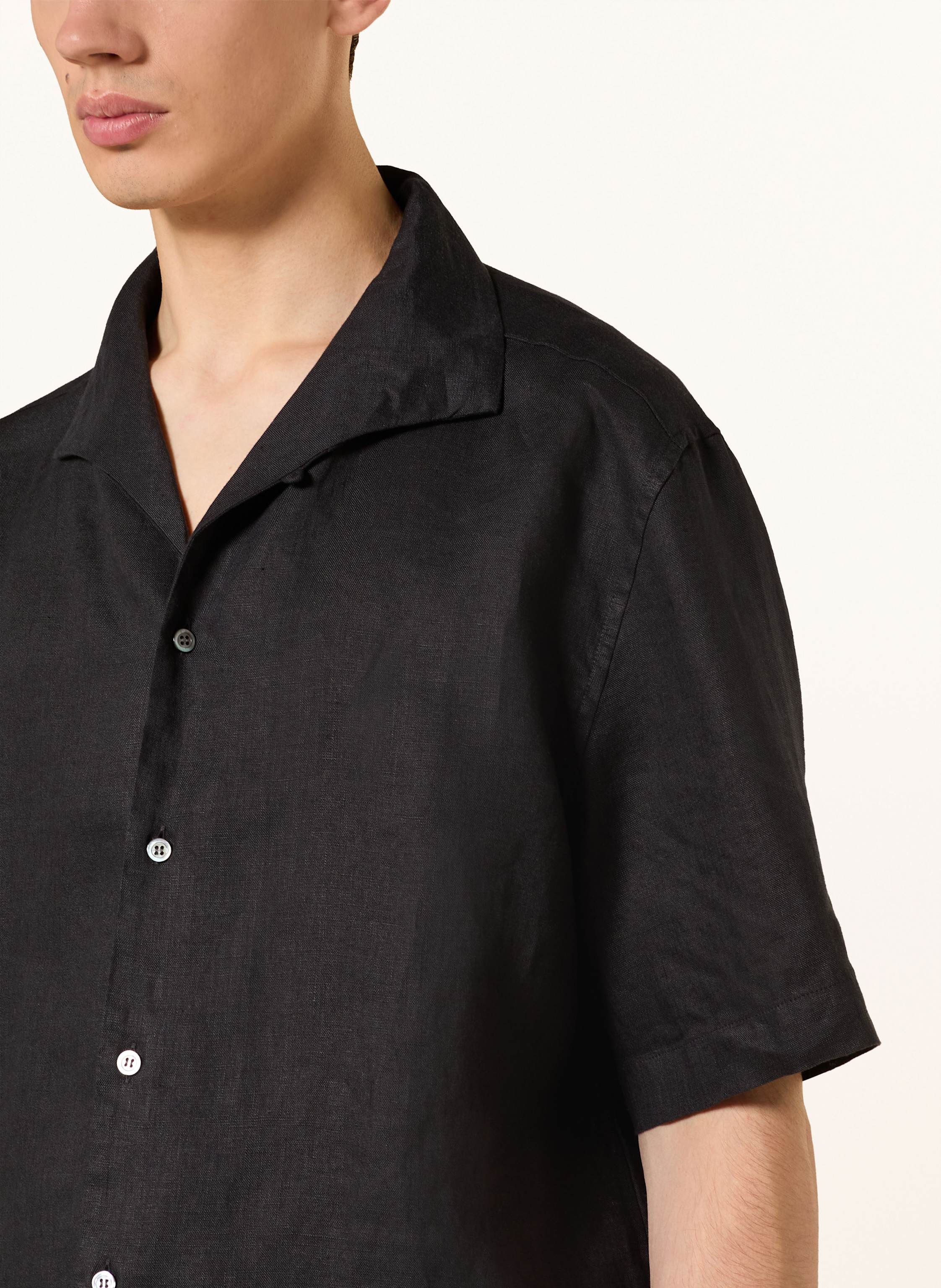 Thumbnail - Cos Resorthemd Regular Fit Aus Leinen schwarz