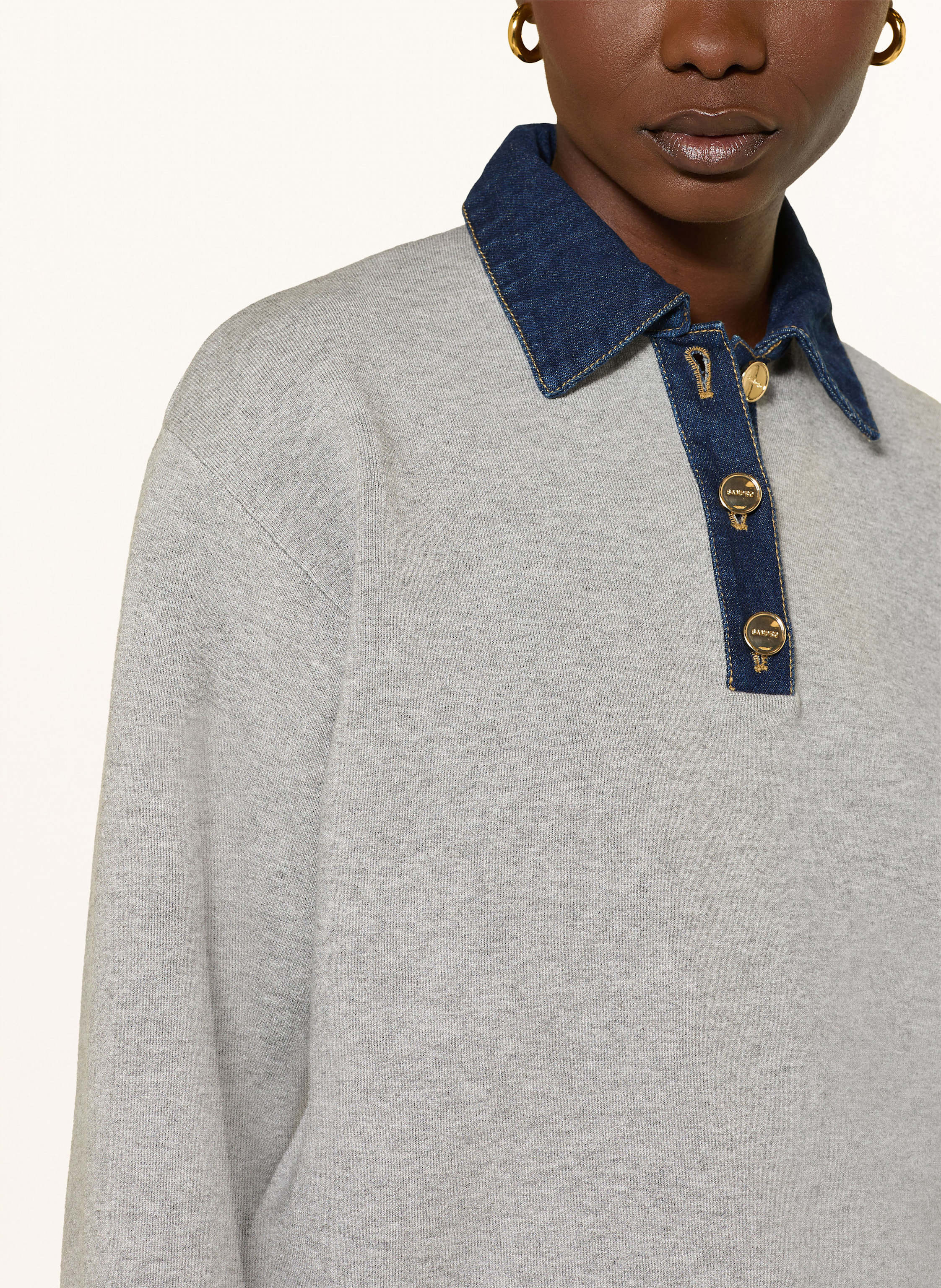 Thumbnail - Sandro Pullover Im Materialmix grau