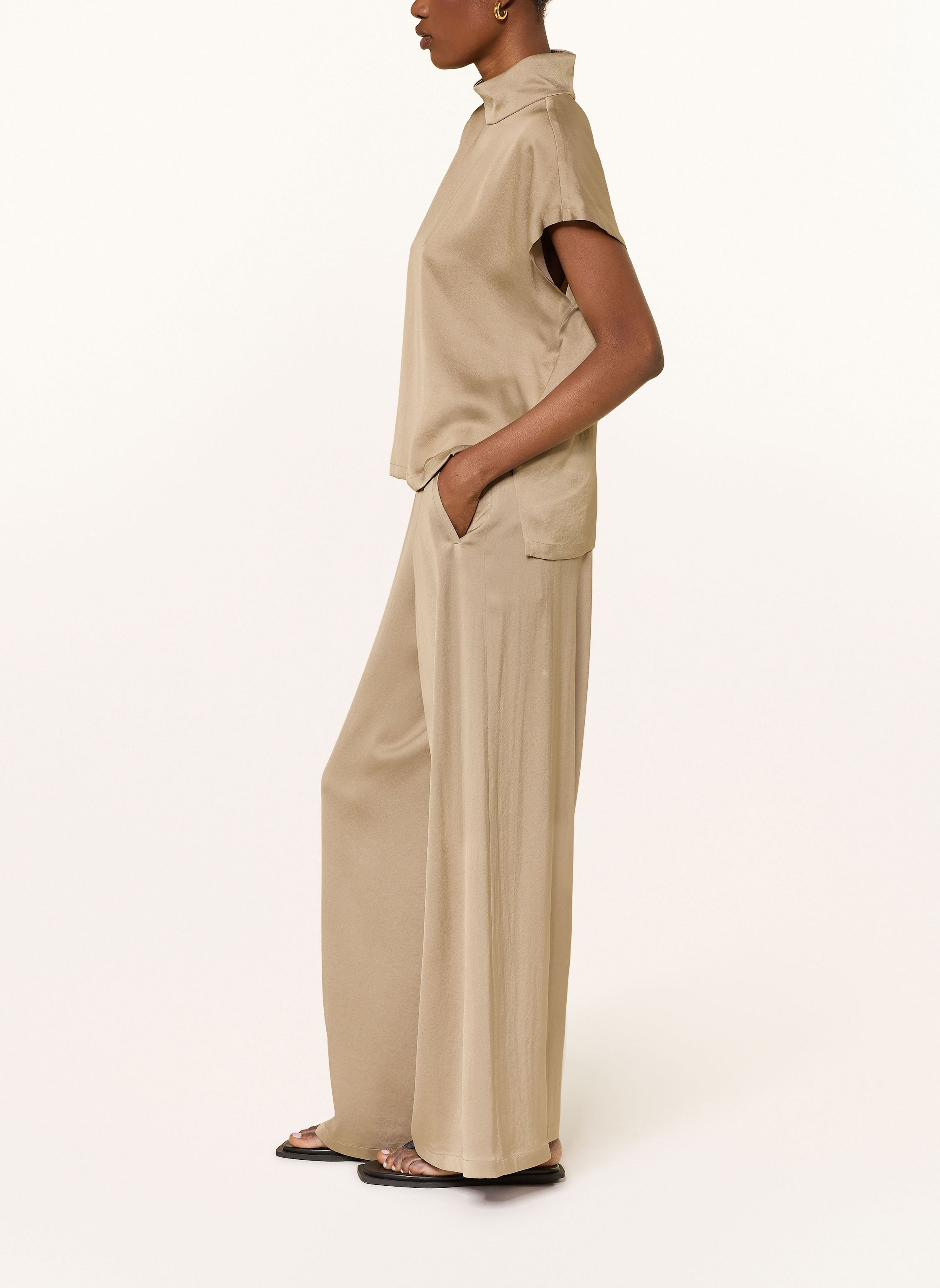 Thumbnail - Drykorn Marlenehose Ceiling Aus Satin beige