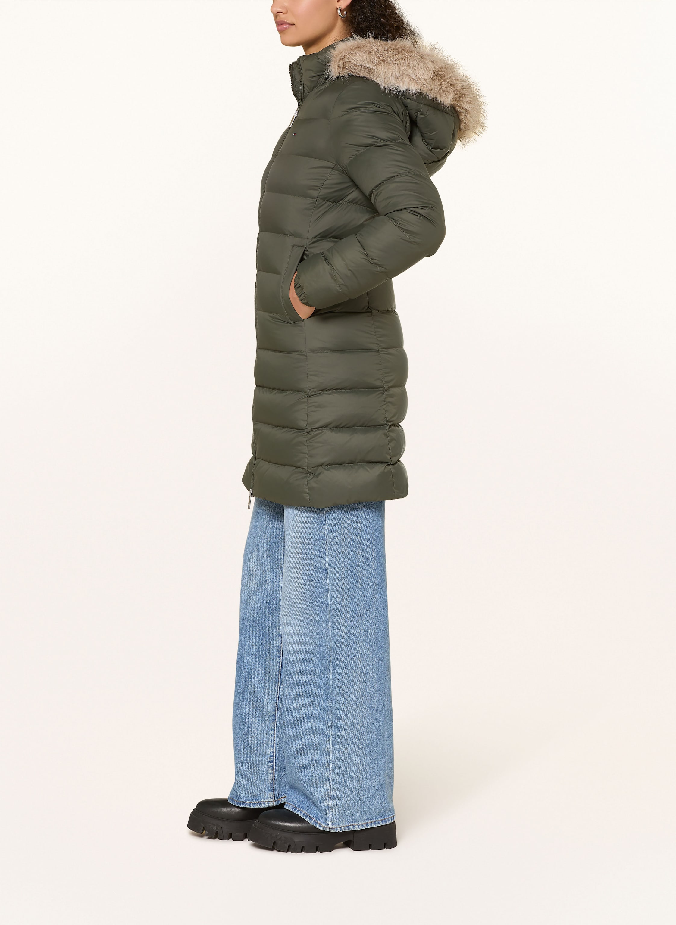 Thumbnail - Tommy Jeans Daunenmantel Mit Abnehmbarem Kunstfell gruen