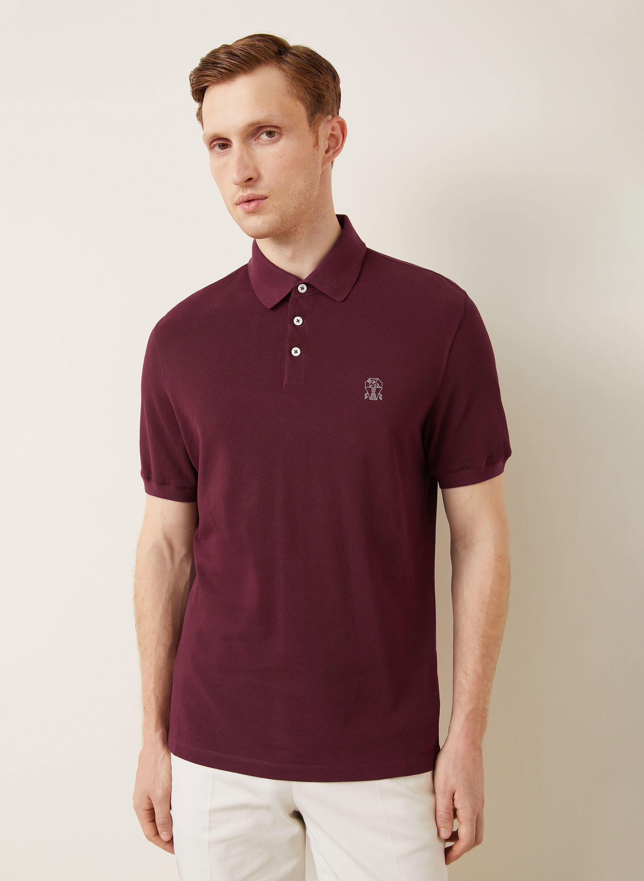 Thumbnail - Brunello Cucinelli Piqué-Poloshirt rot