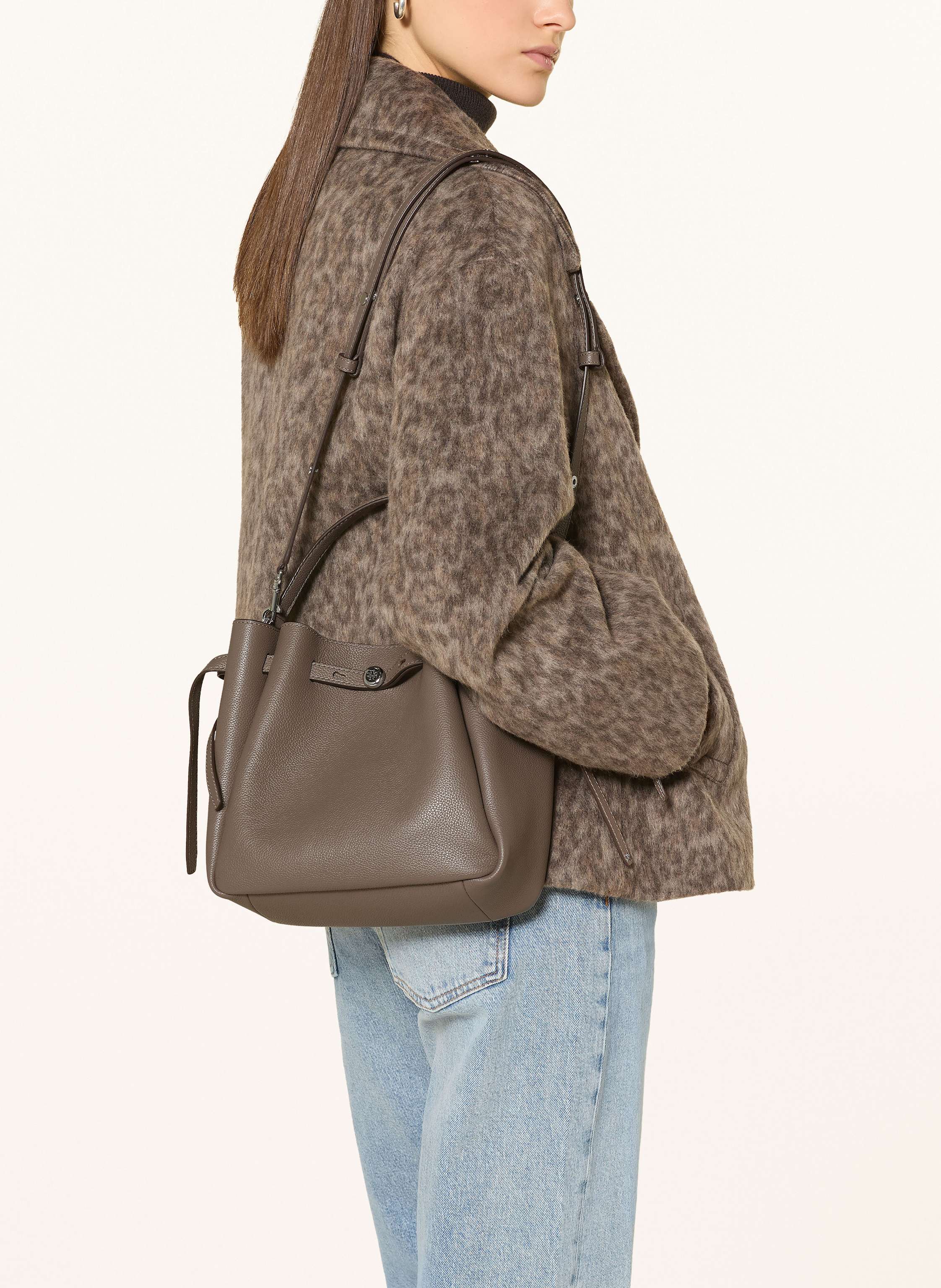 Thumbnail - Tory Burch Beuteltasche Romy beige