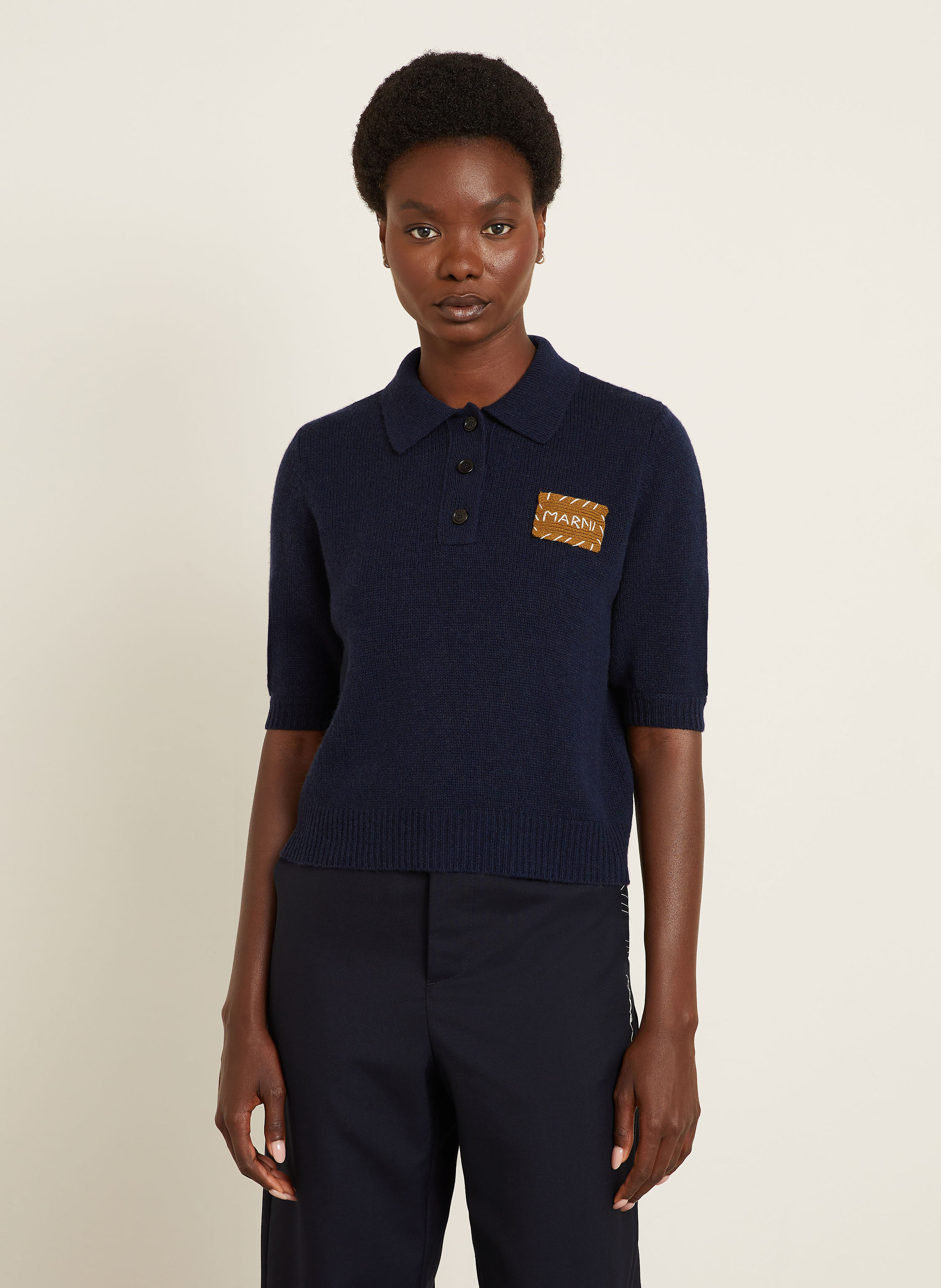 Thumbnail - Marni Strick-Poloshirt Aus Cashmere blau