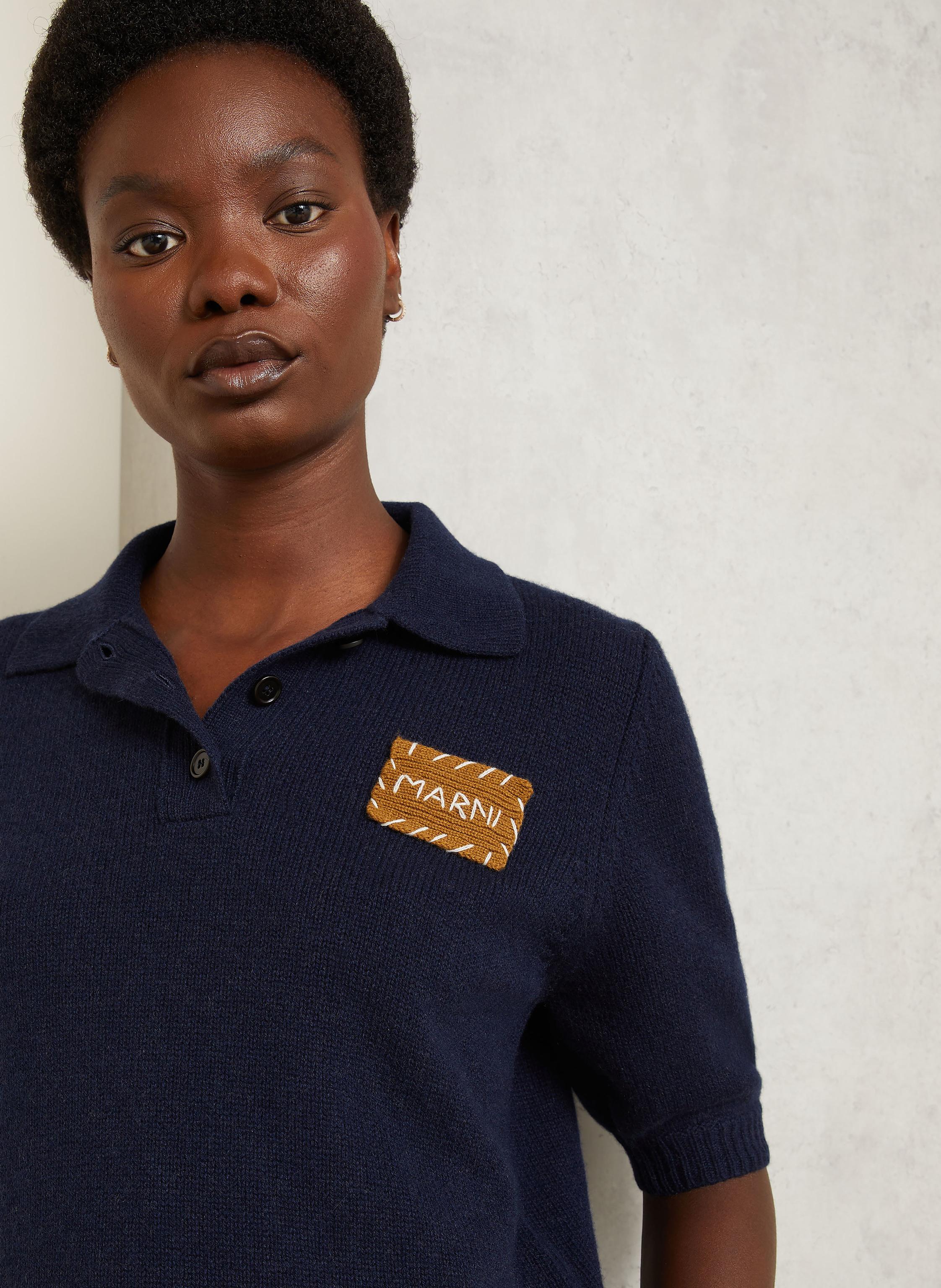 Thumbnail - Marni Strick-Poloshirt Aus Cashmere blau