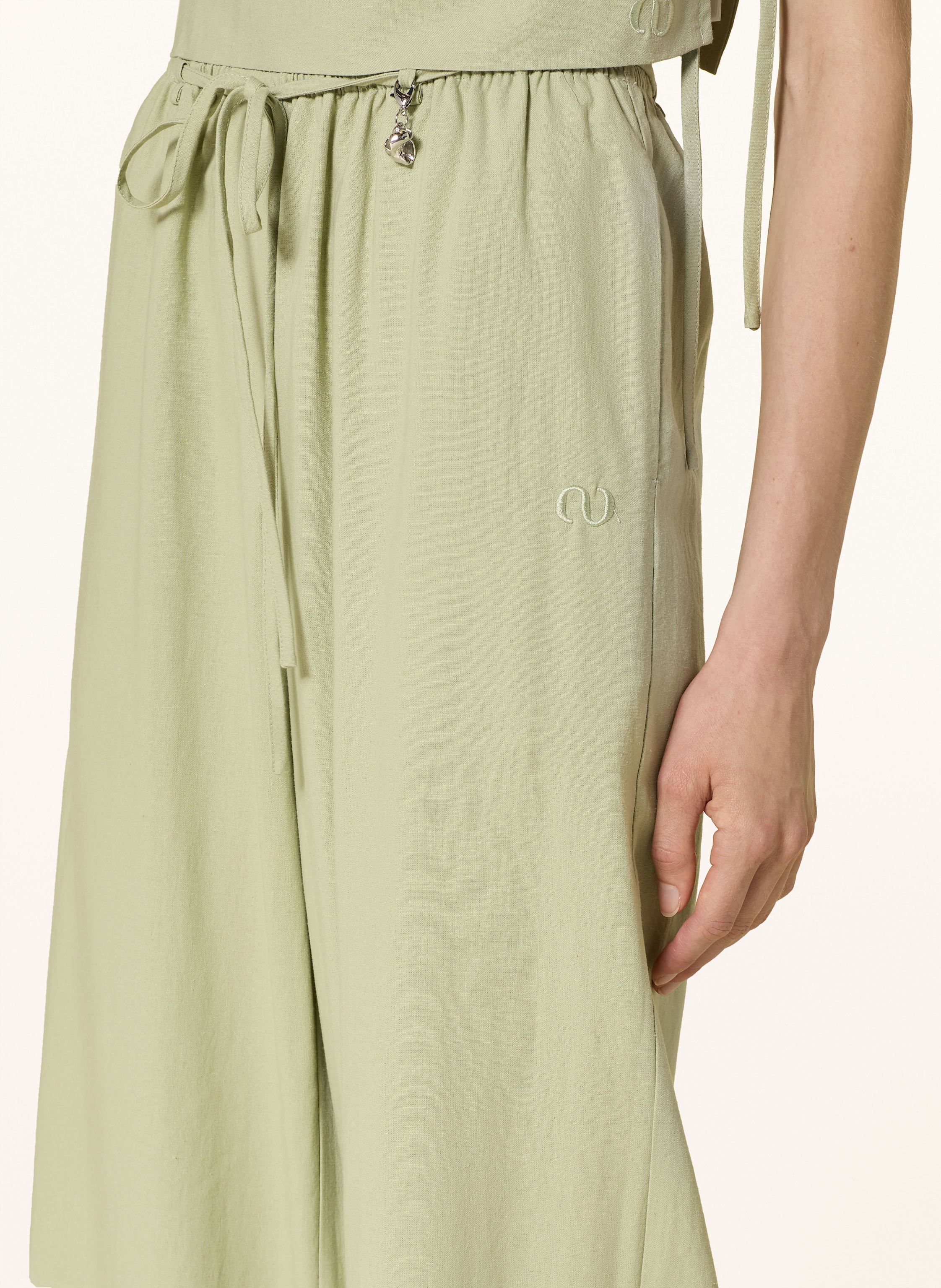 Thumbnail - Leger Studio Marlenehose Emelie Mit Leinen gruen