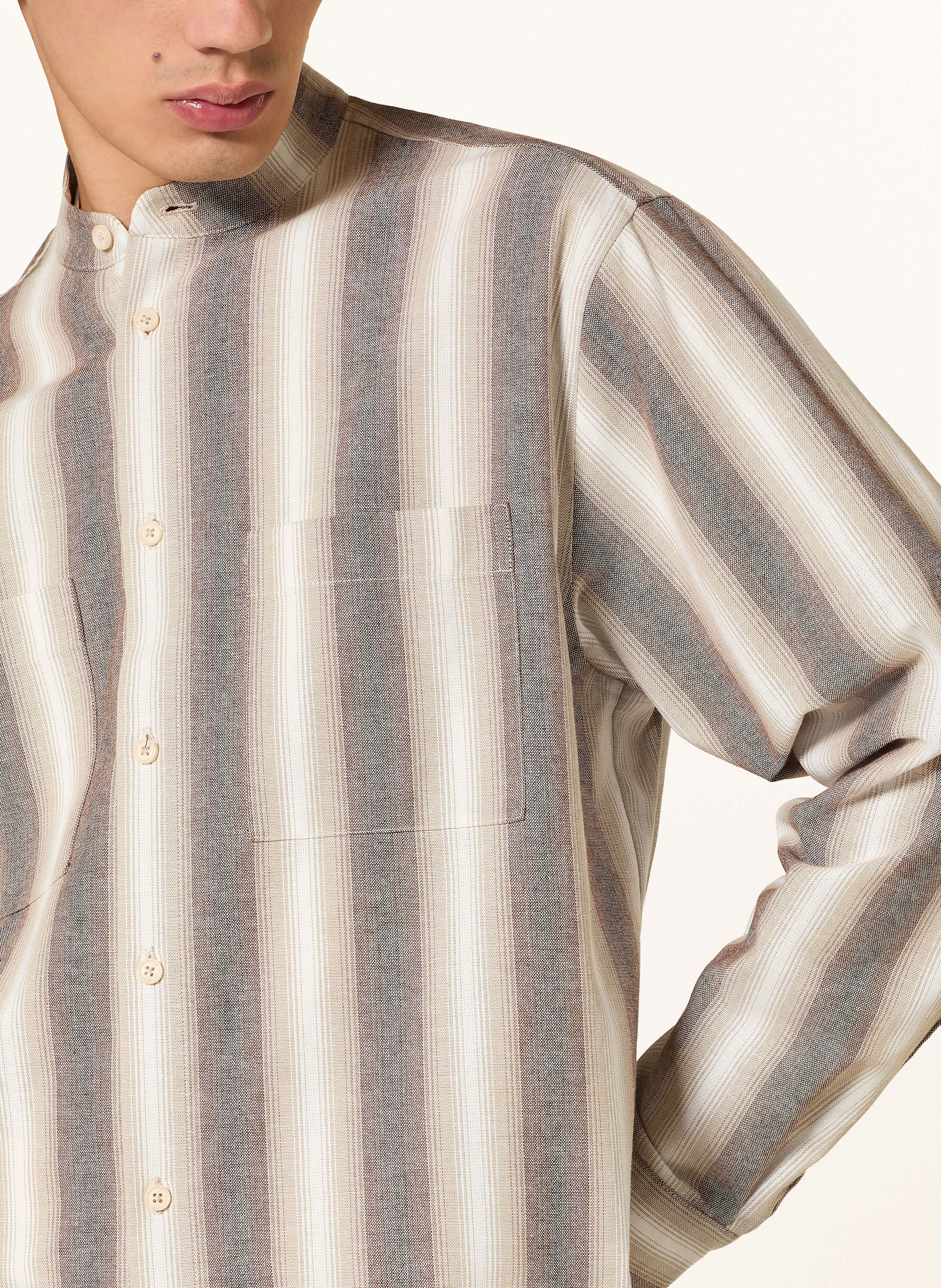 Thumbnail - Scotch & Soda Hemd Relaxed Fit Mit Stehkragen braun