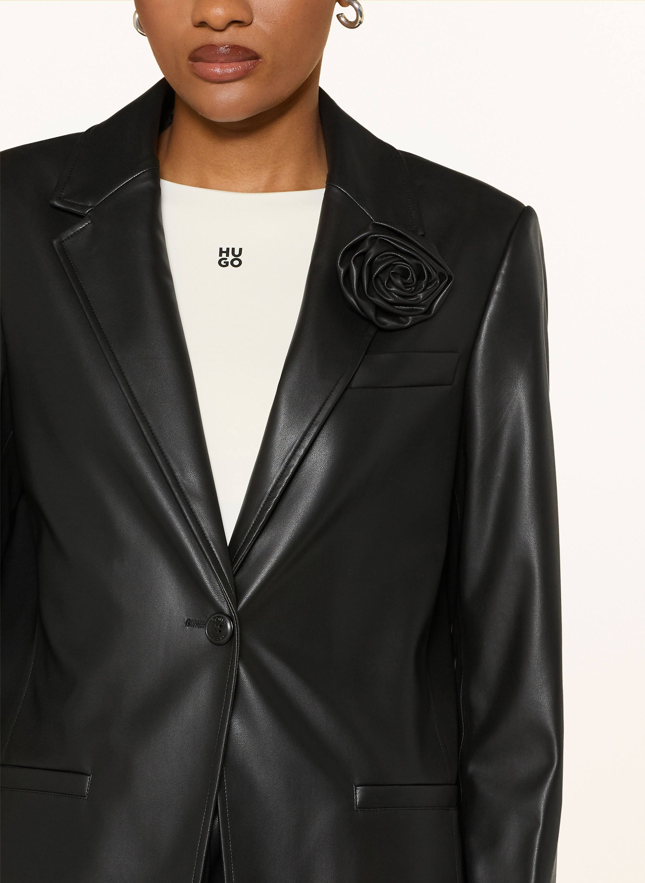 Thumbnail - Hugo Blazer Agure In Lederoptik schwarz