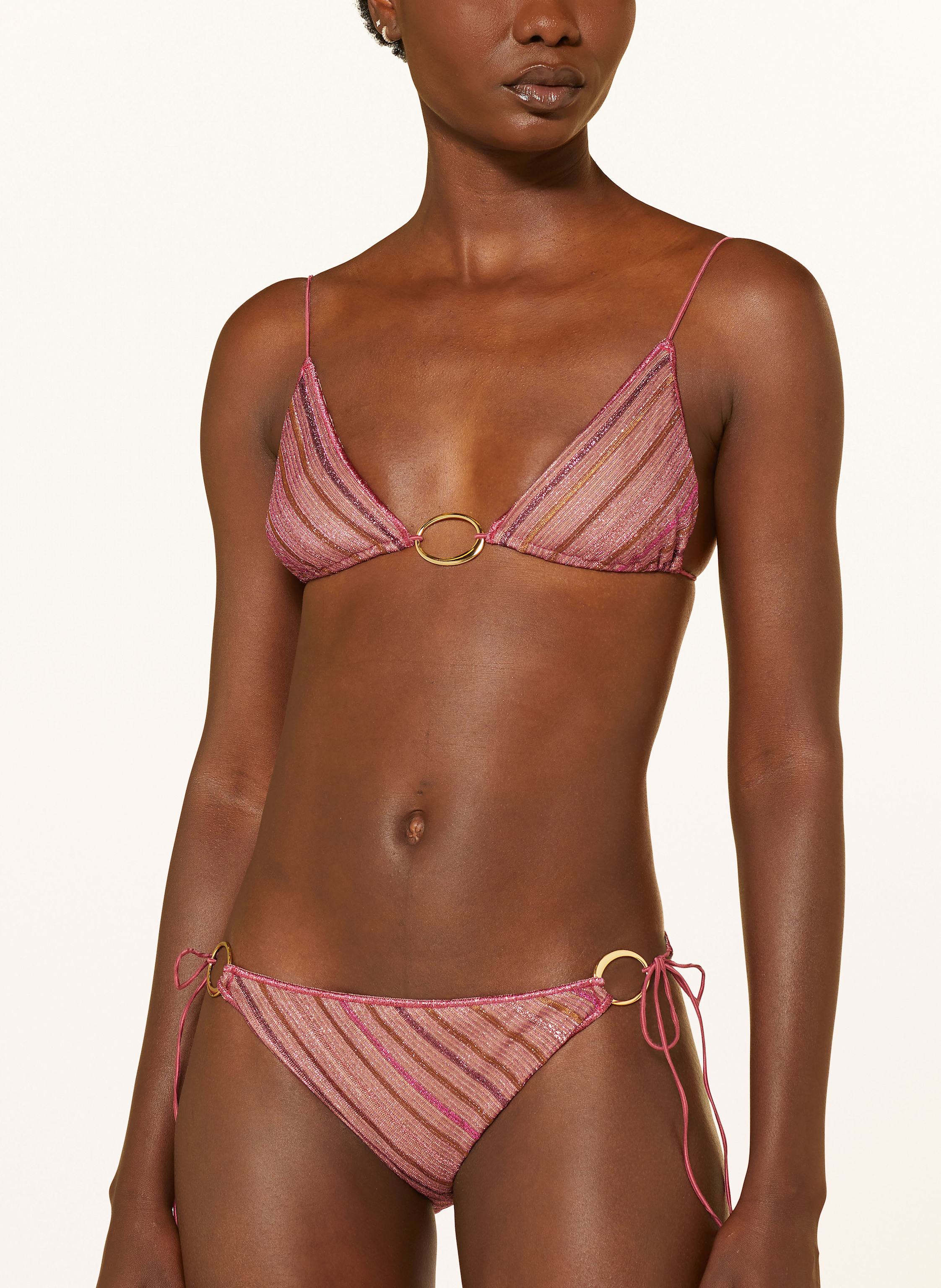 Thumbnail - Oséree Triangel-Bikini Shiny Stripes Mit Glitzergarn rosa