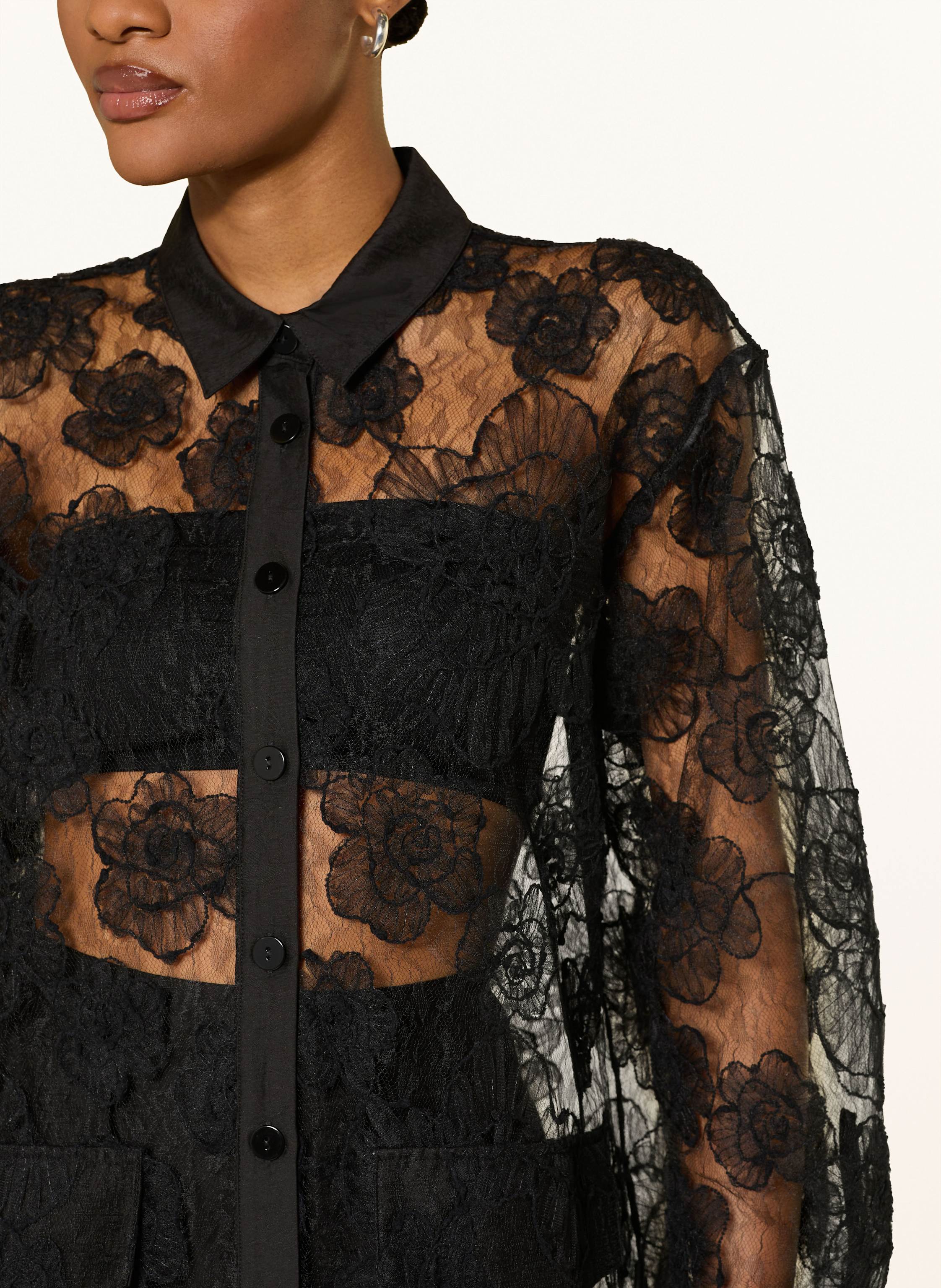 Thumbnail - Baum Und Pferdgarten Hemdbluse Annica Aus Spitze schwarz