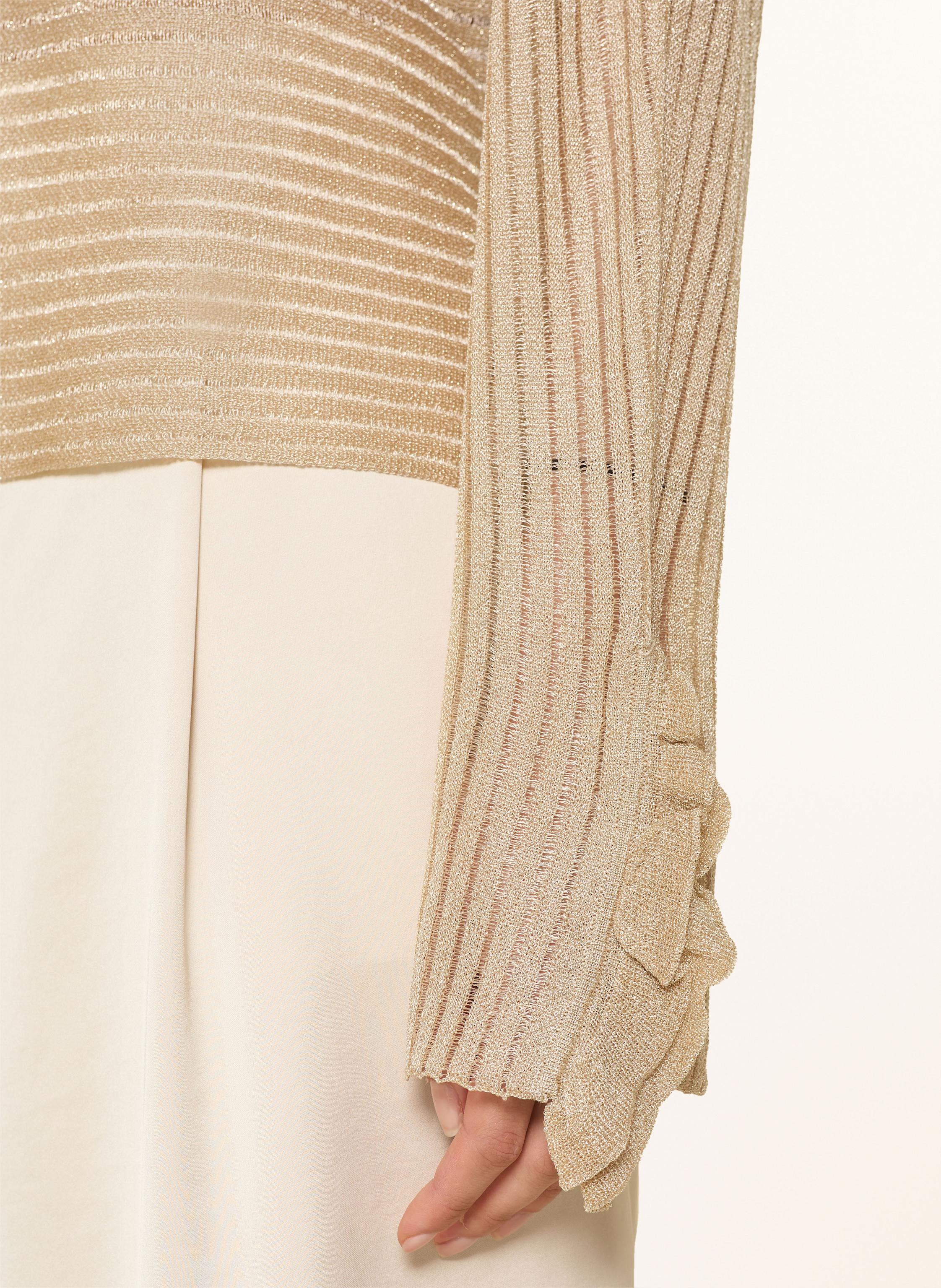 Thumbnail - Liu Jo Pullover Mit Glitzergarn Und Rüschen gold