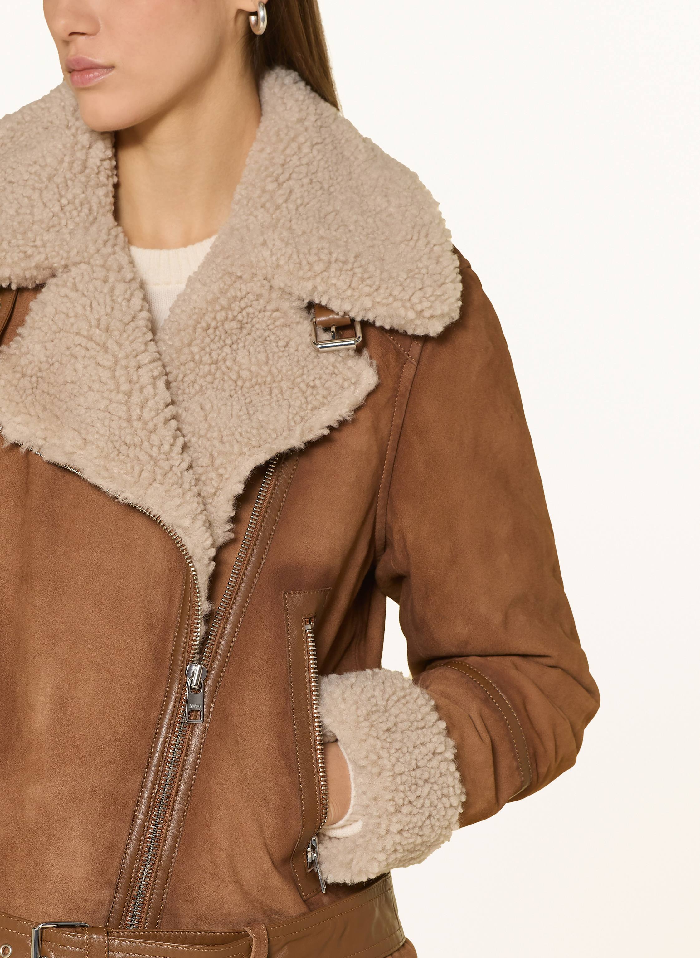 Thumbnail - Marc O'polo Denim Lederjacke Mit Teddyfell gelb