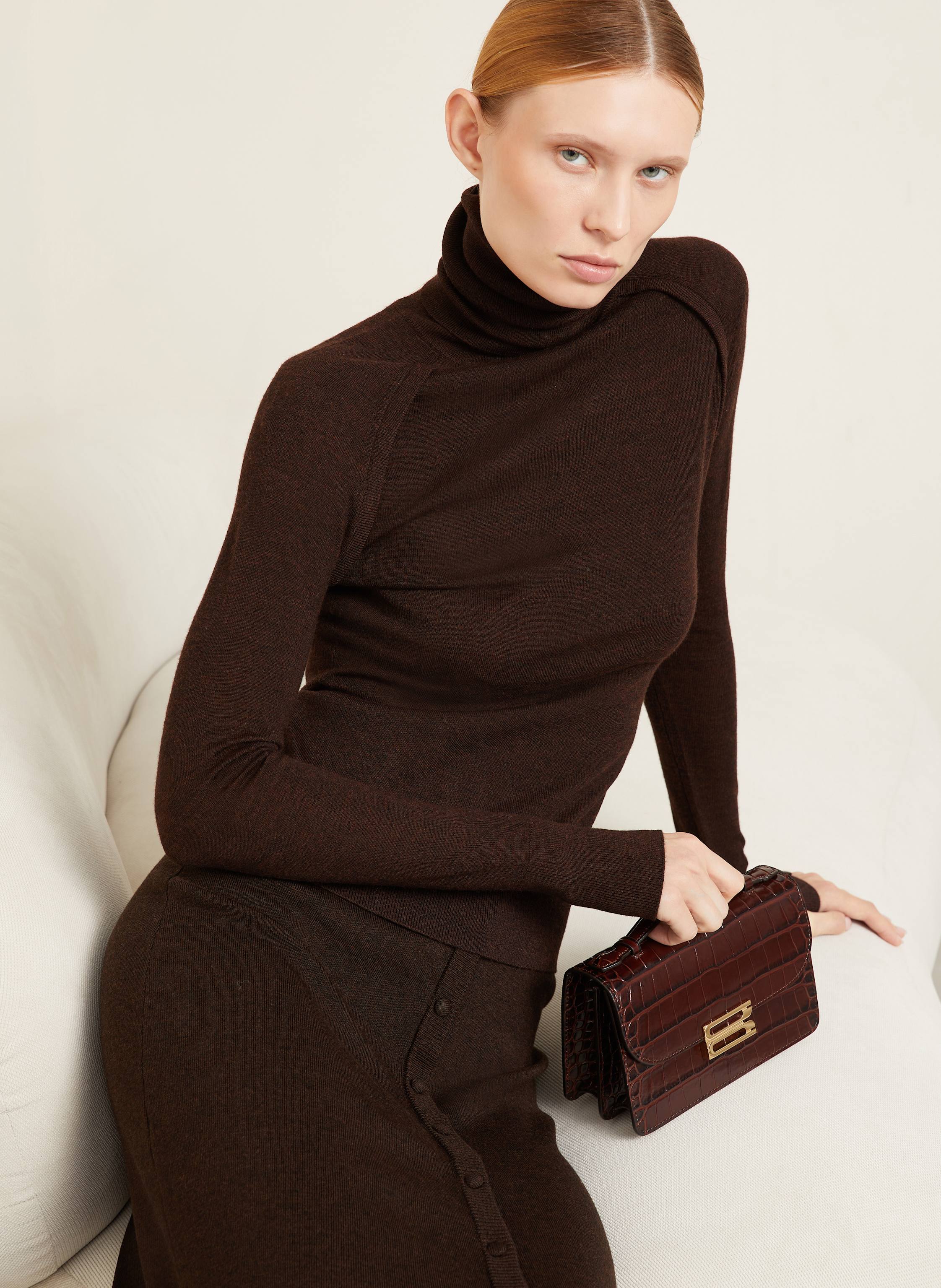 Thumbnail - Victoria Beckham Rollkragenpullover Aus Merinowolle braun
