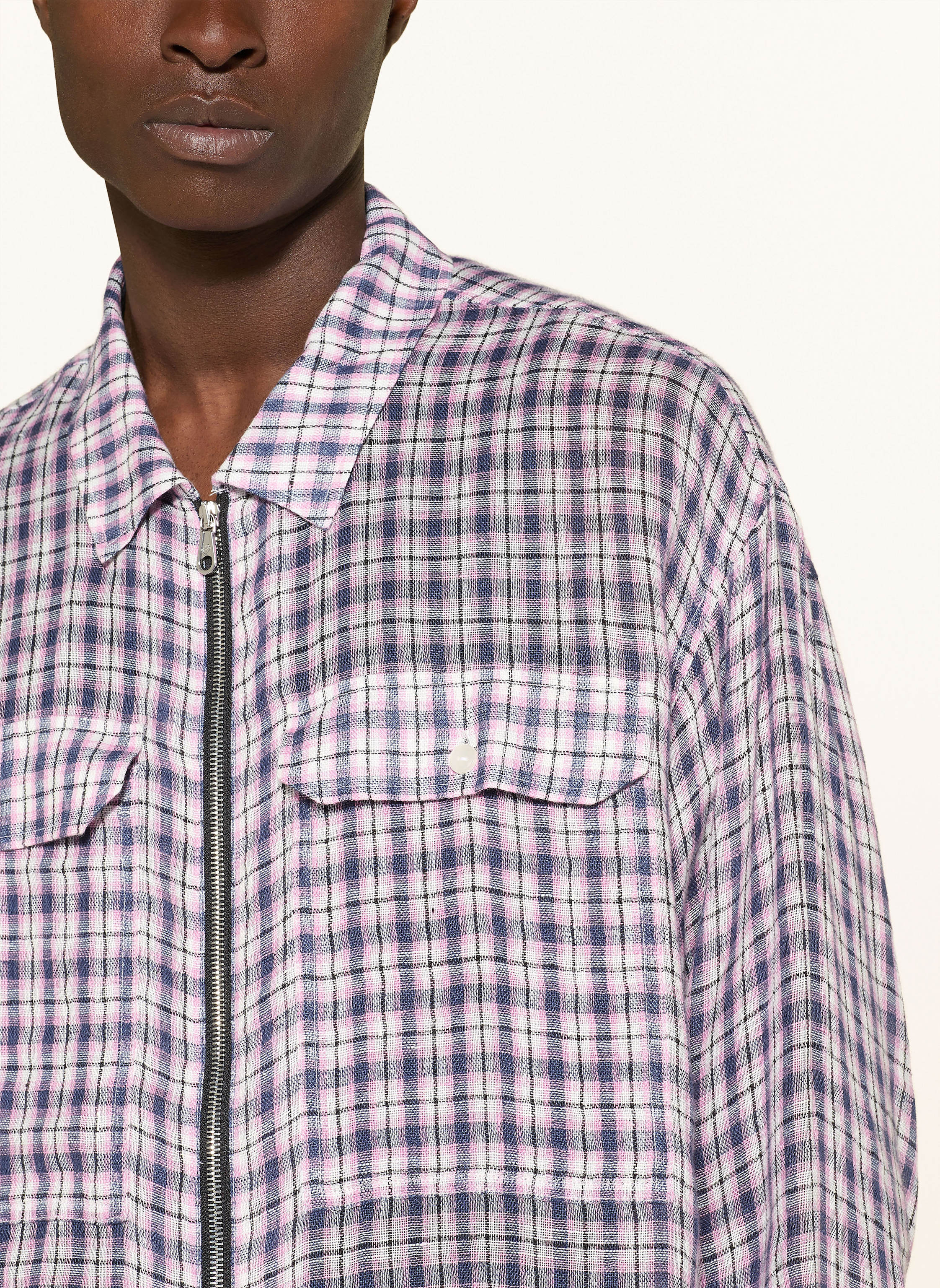 Thumbnail - Cole Buxton Overshirt Aus Leinen pink