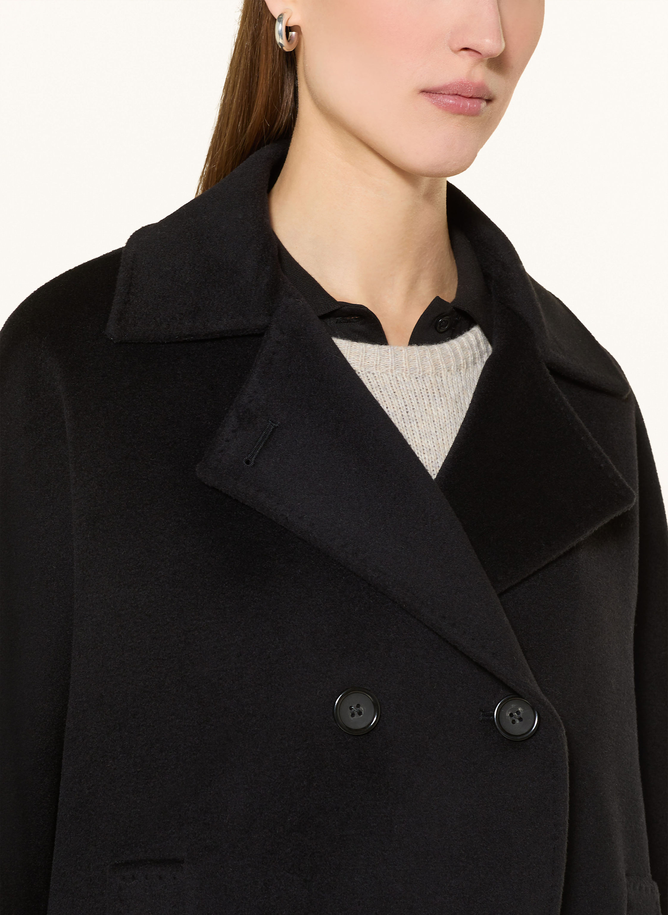 Thumbnail - Cinzia Rocca Poncho Mit Alpaka schwarz