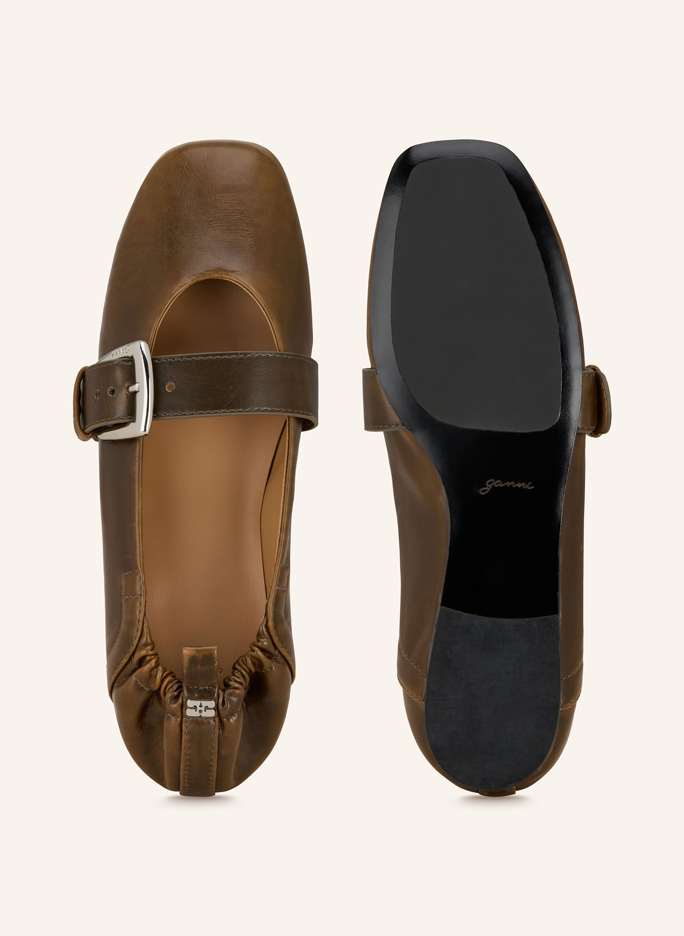 Thumbnail - Ganni Ballerinas braun