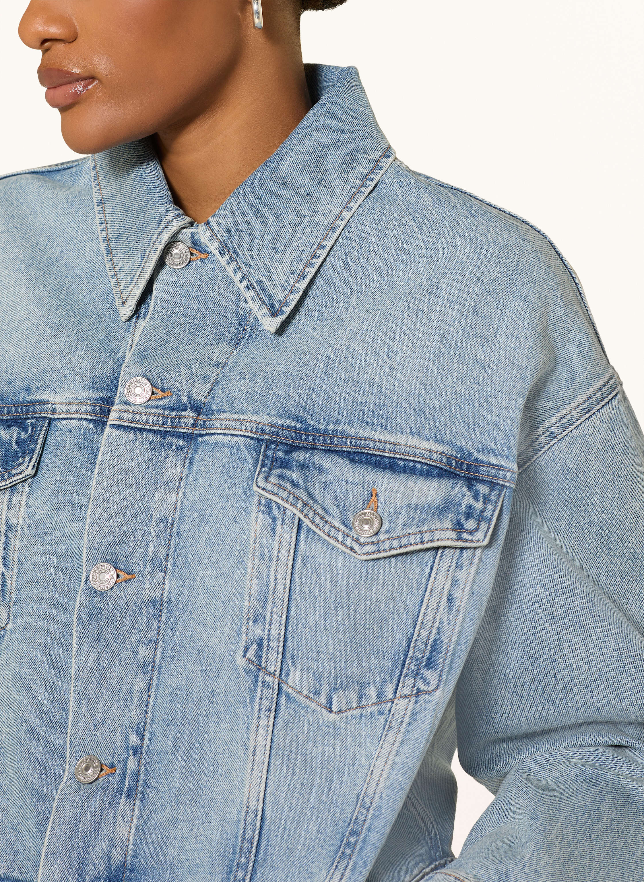 Thumbnail - 7 For All Mankind Jeansjacke Oli Cropped Trucker blau