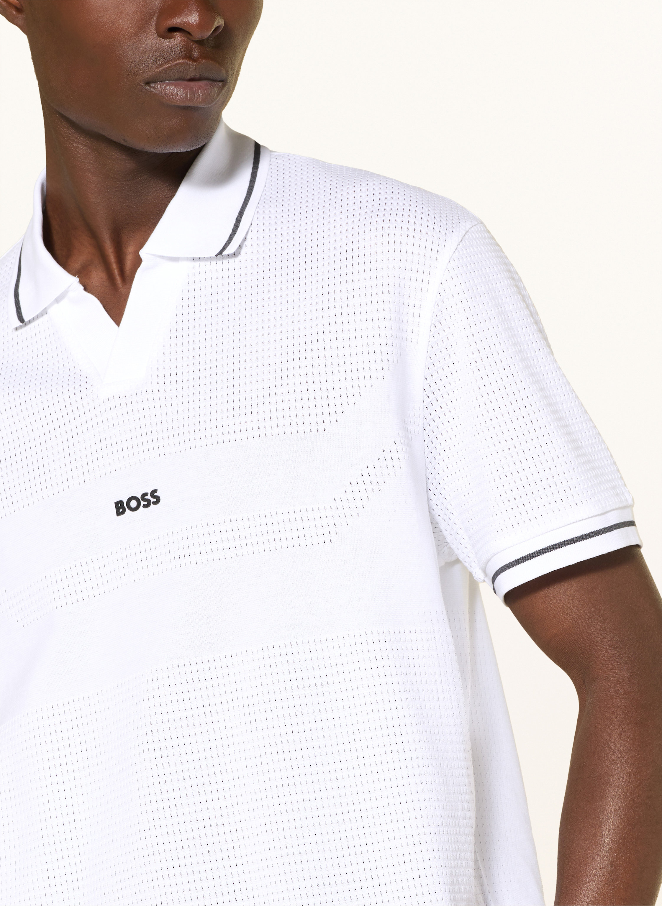 Thumbnail - Boss Funktions-Poloshirt Retro Tl weiss