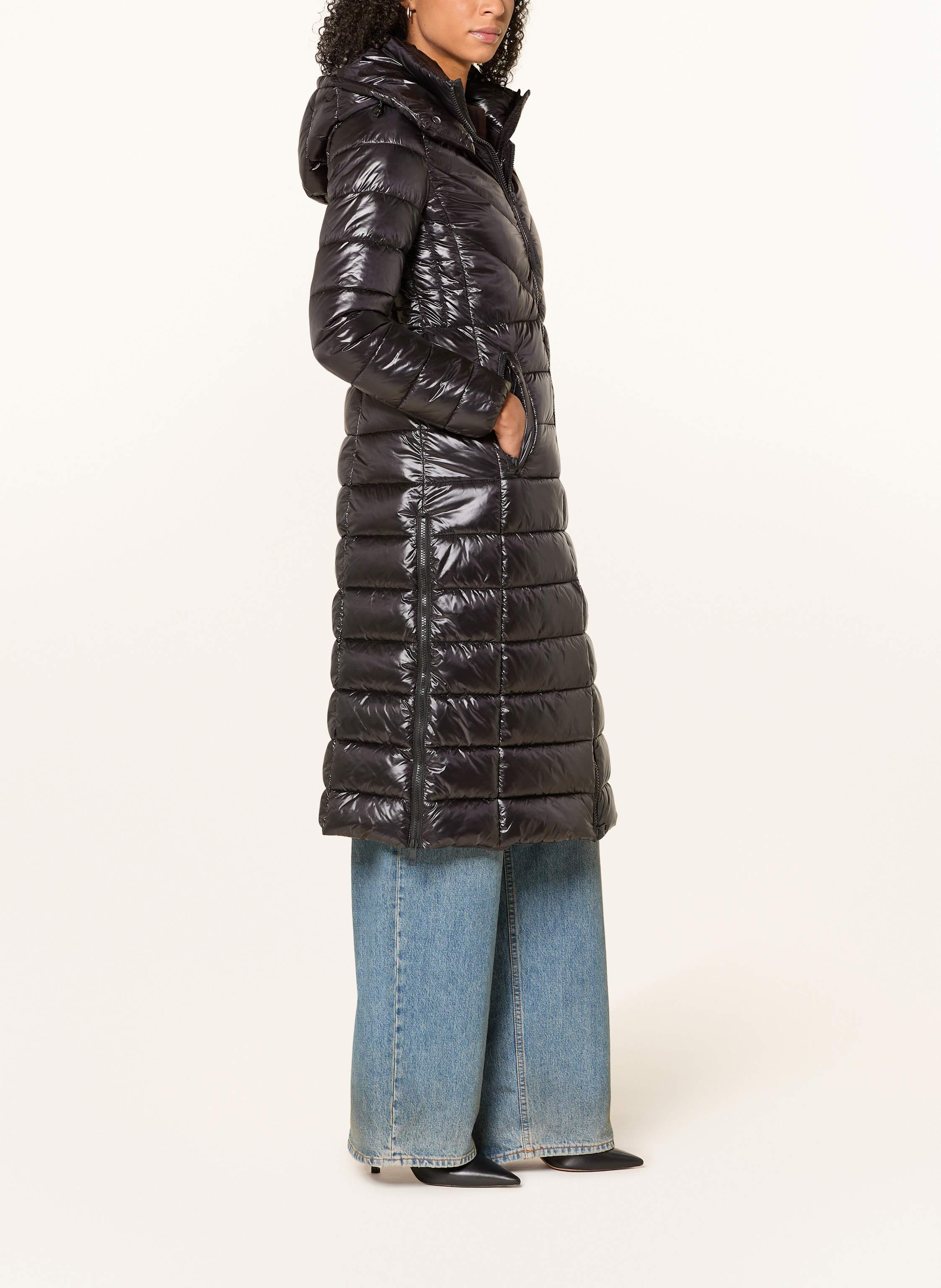 Thumbnail - Rich & Royal Steppmantel Mit Abnehmbarer Kapuze schwarz