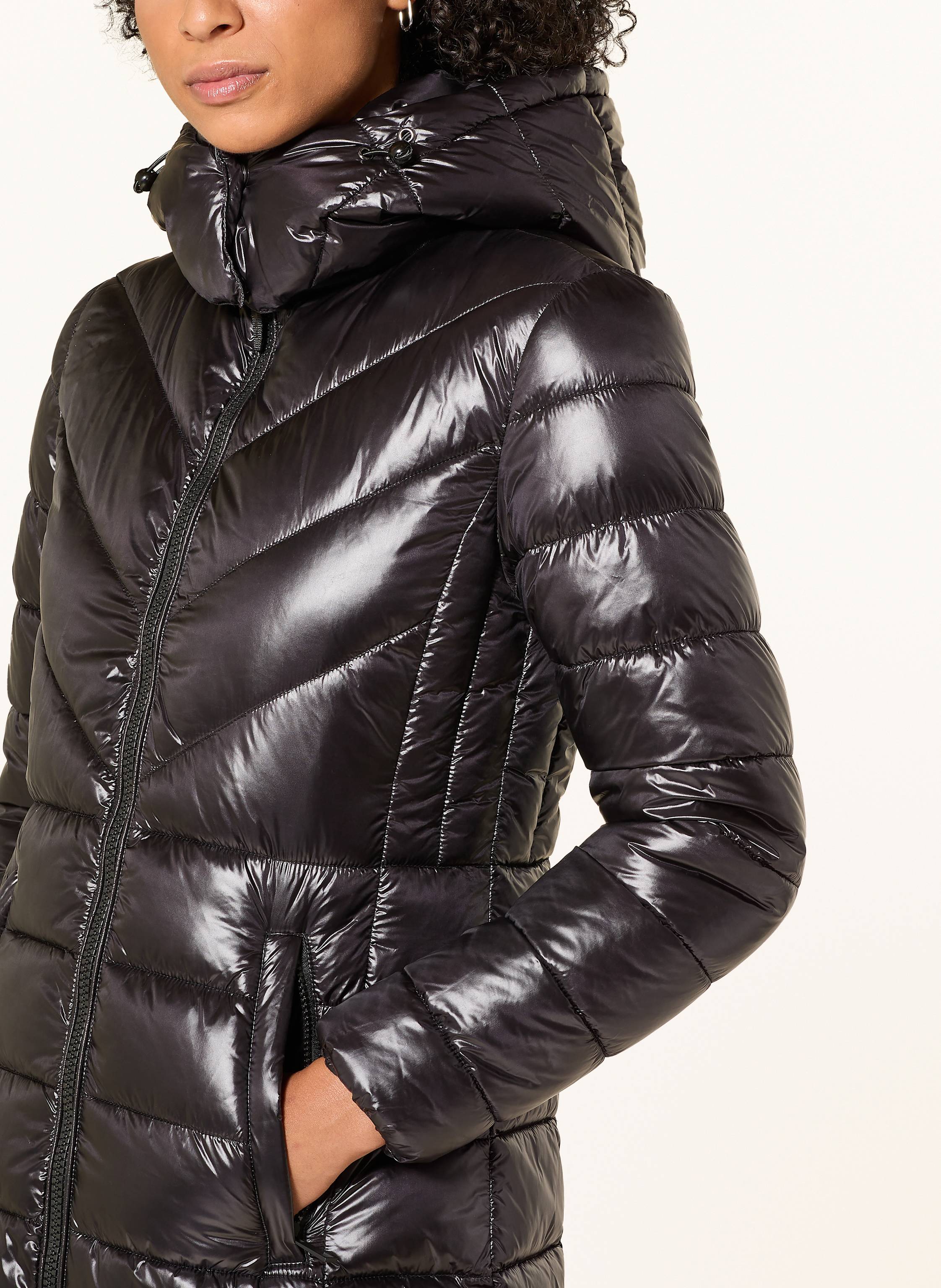 Thumbnail - Rich & Royal Steppmantel Mit Abnehmbarer Kapuze schwarz