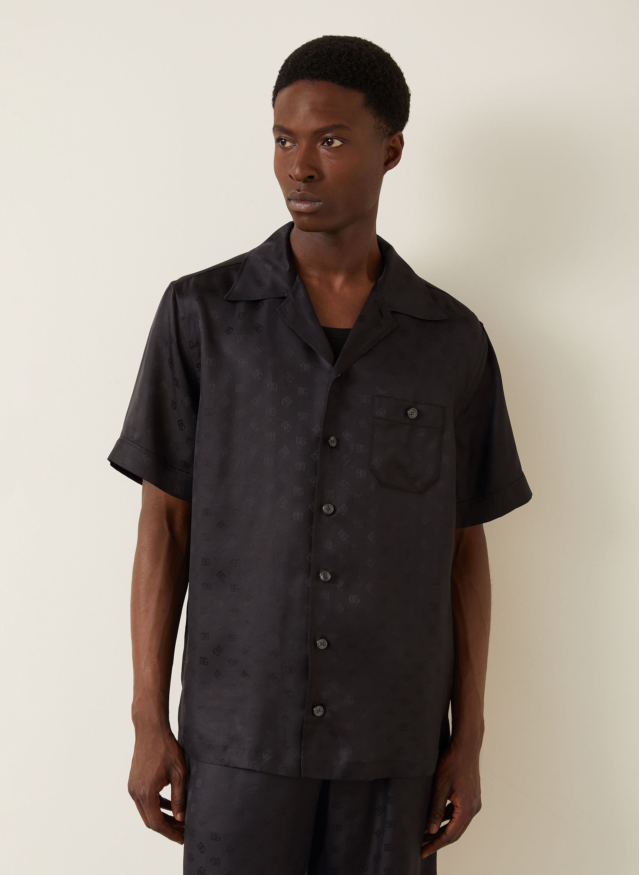 Thumbnail - Dolce & Gabbana Seidenhemd Comfort Fit schwarz