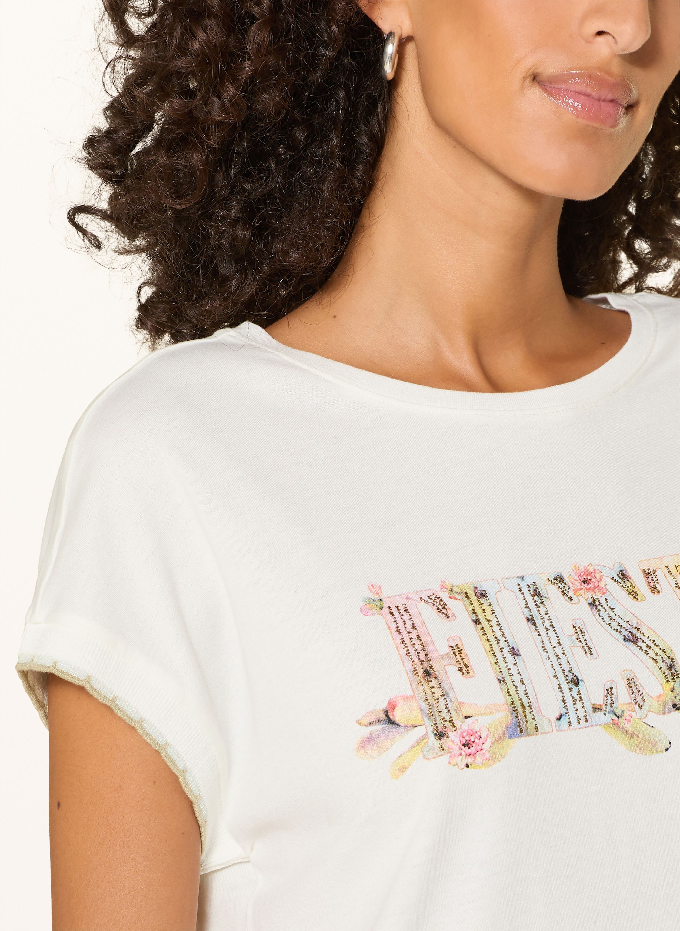 Thumbnail - Cartoon T-Shirt Mit Glitzergarn weiss