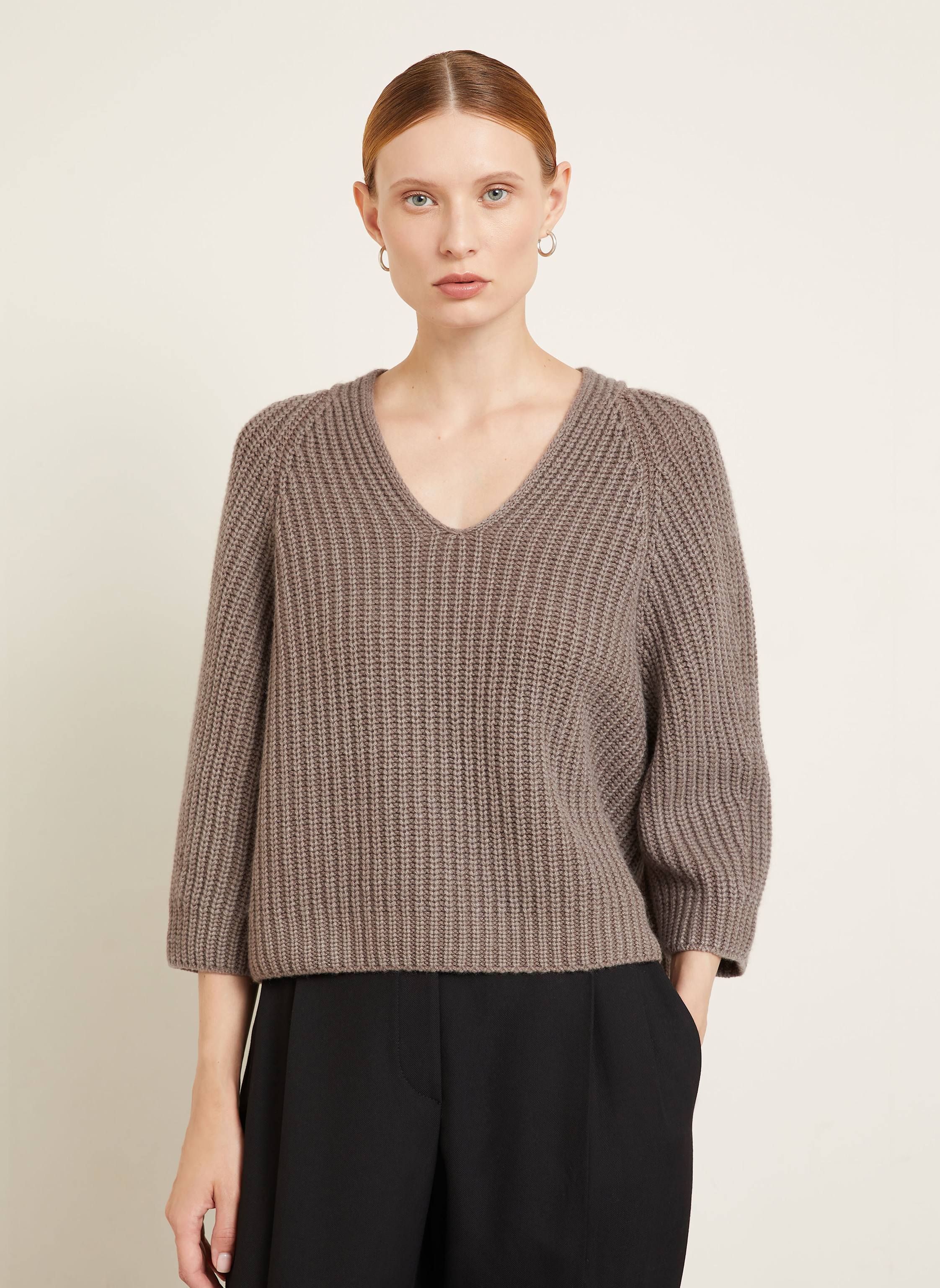 Thumbnail - Iris Von Arnim Cashmere-Pullover Fallou Mit 3/4-Arm braun