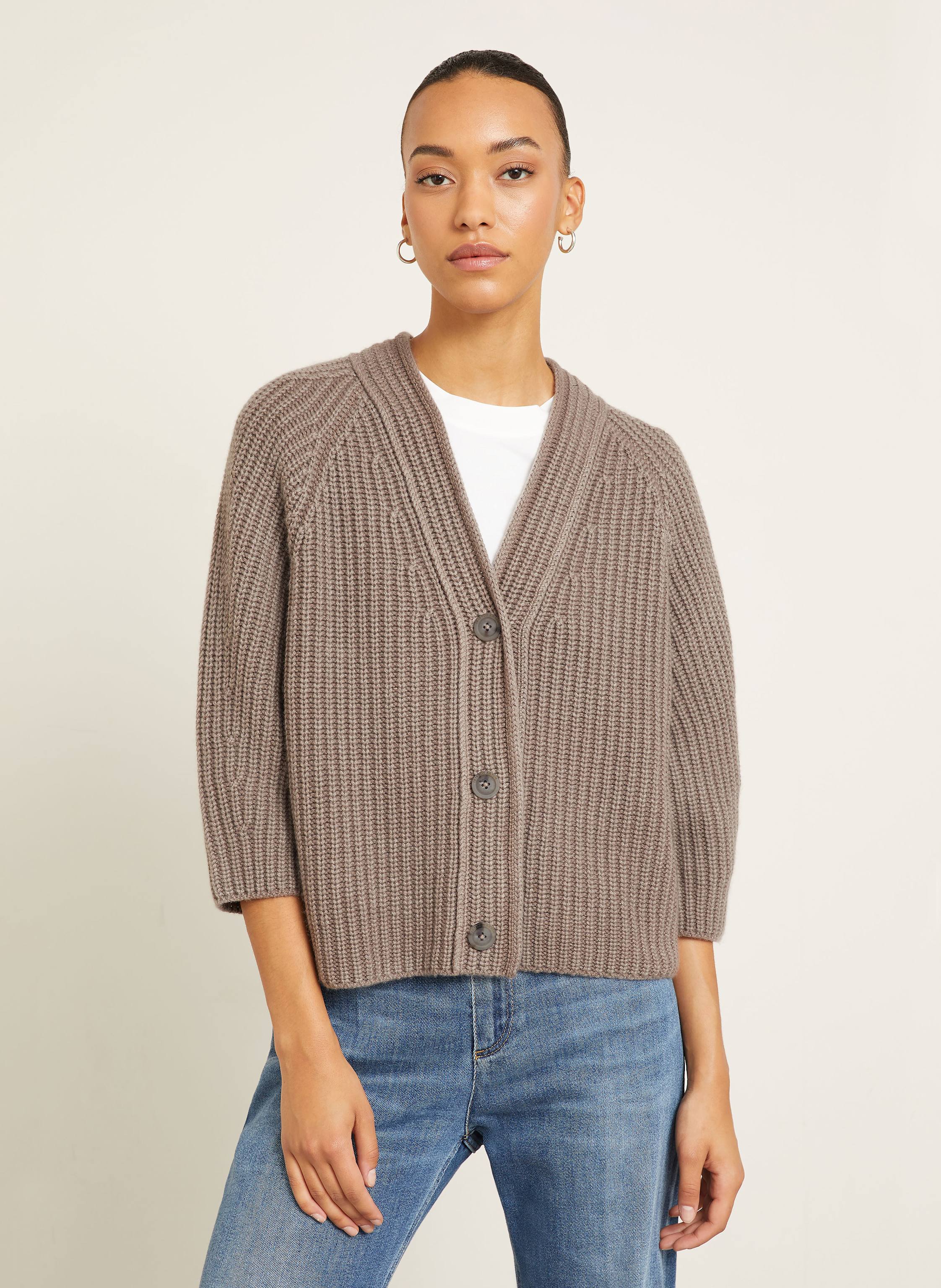 Thumbnail - Iris Von Arnim Strickjacke Fallou Mit 3/4-Arm grau