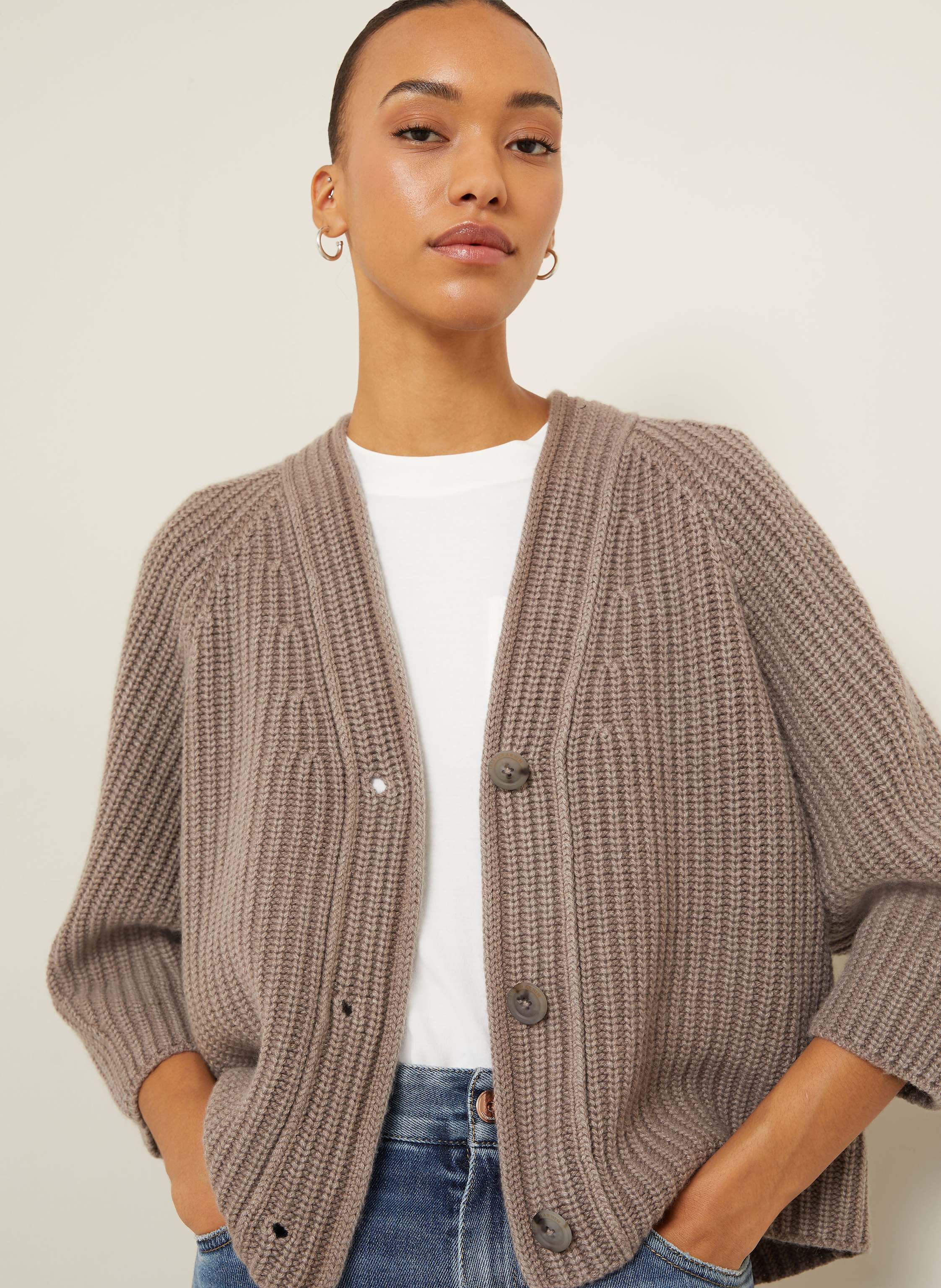Thumbnail - Iris Von Arnim Strickjacke Fallou Mit 3/4-Arm grau