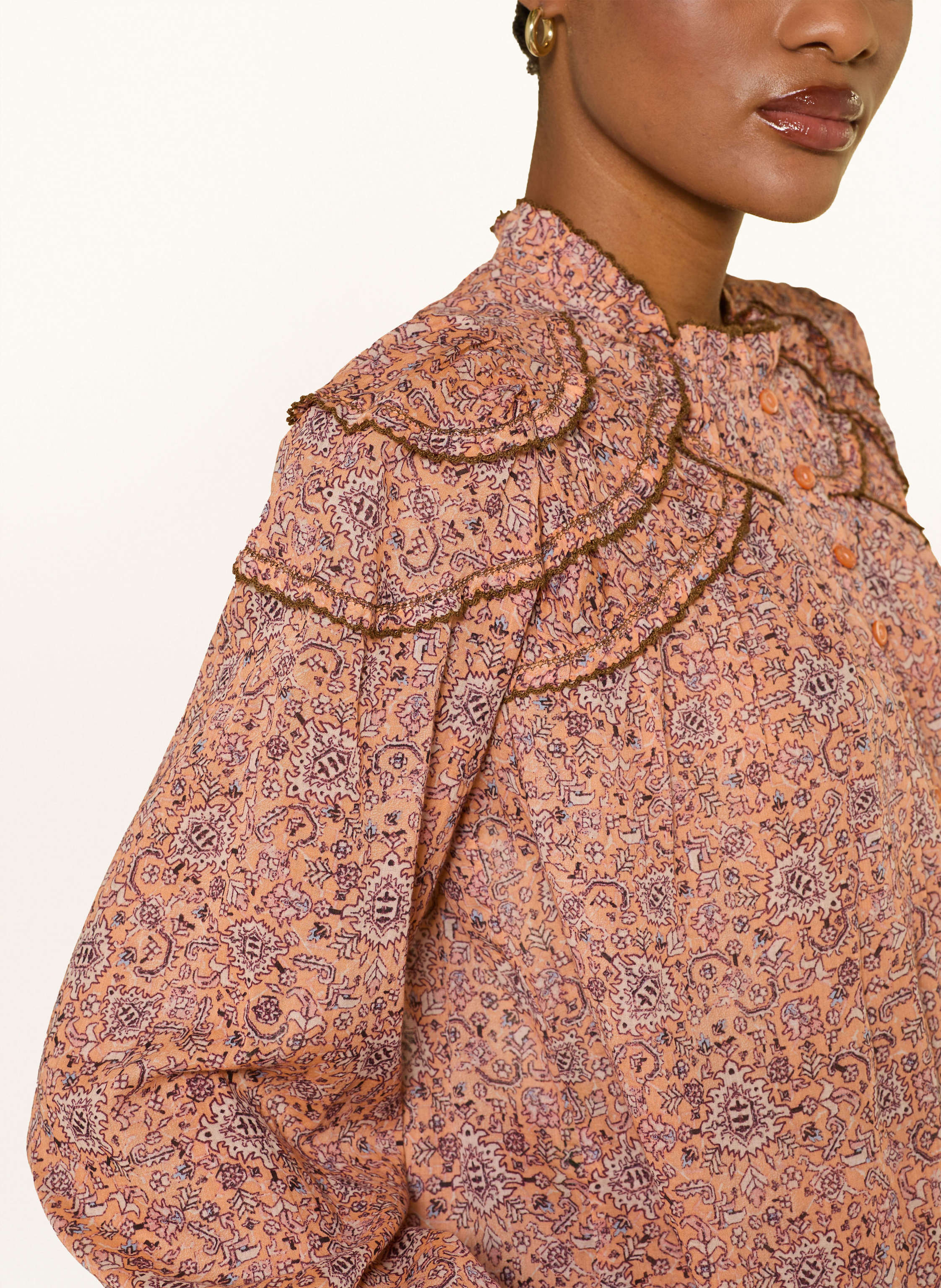 Thumbnail - Marant Étoile Bluse Christa Mit Rüschen orange