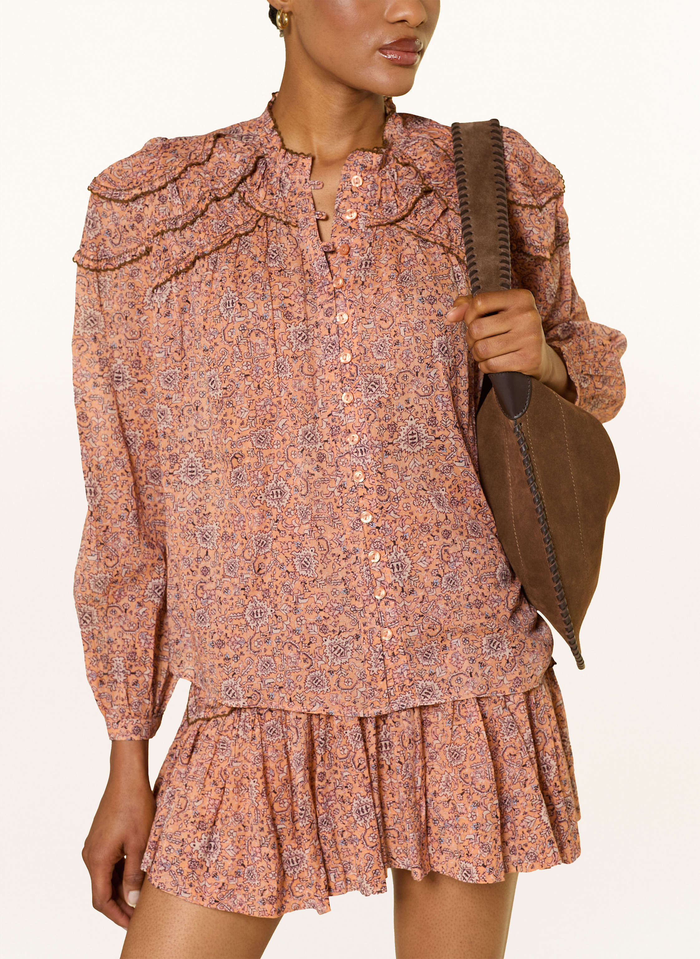 Thumbnail - Marant Étoile Bluse Christa Mit Rüschen orange
