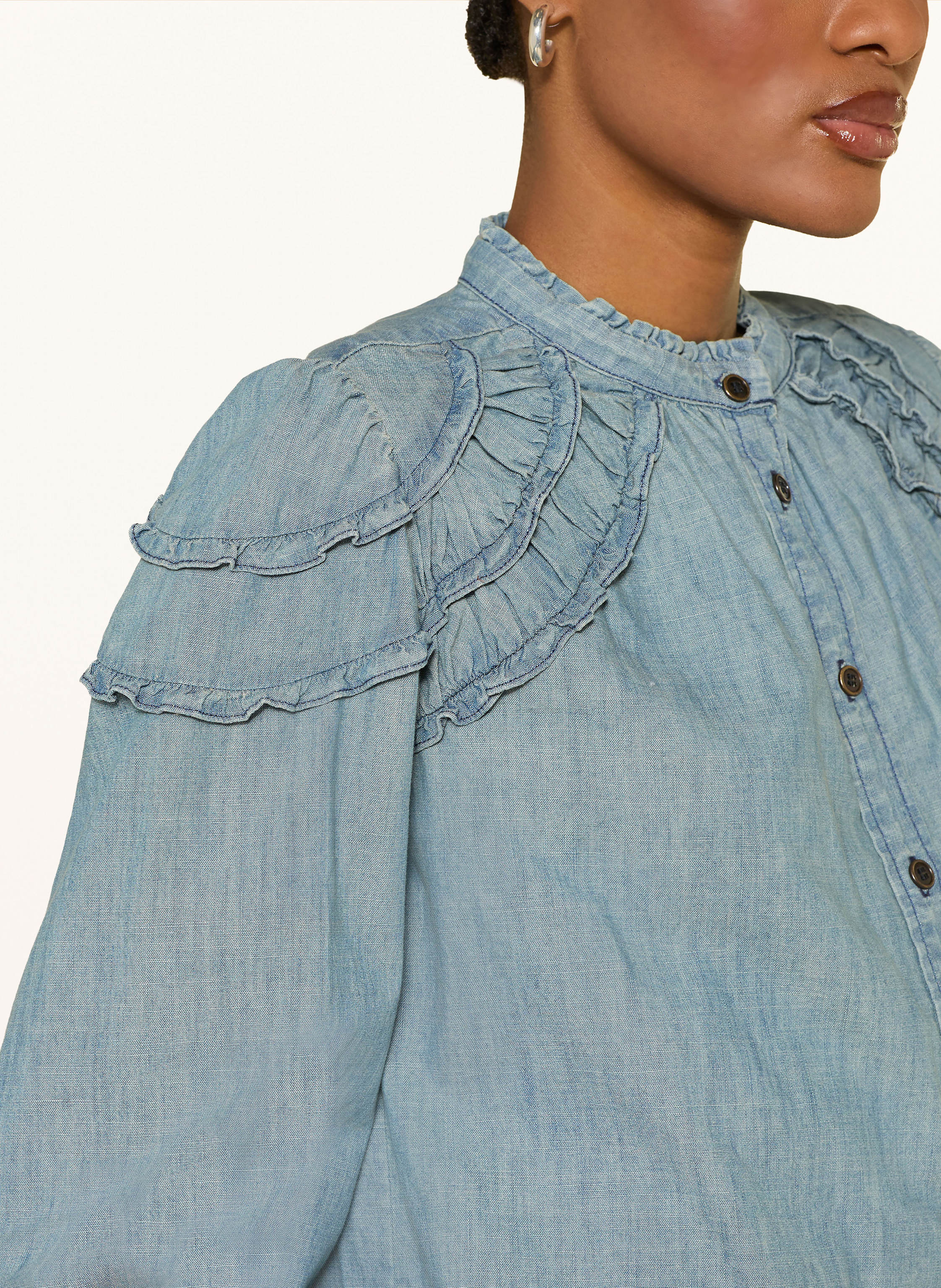 Thumbnail - Marant Étoile Blusenshirt Milya Mit Rüschen blau